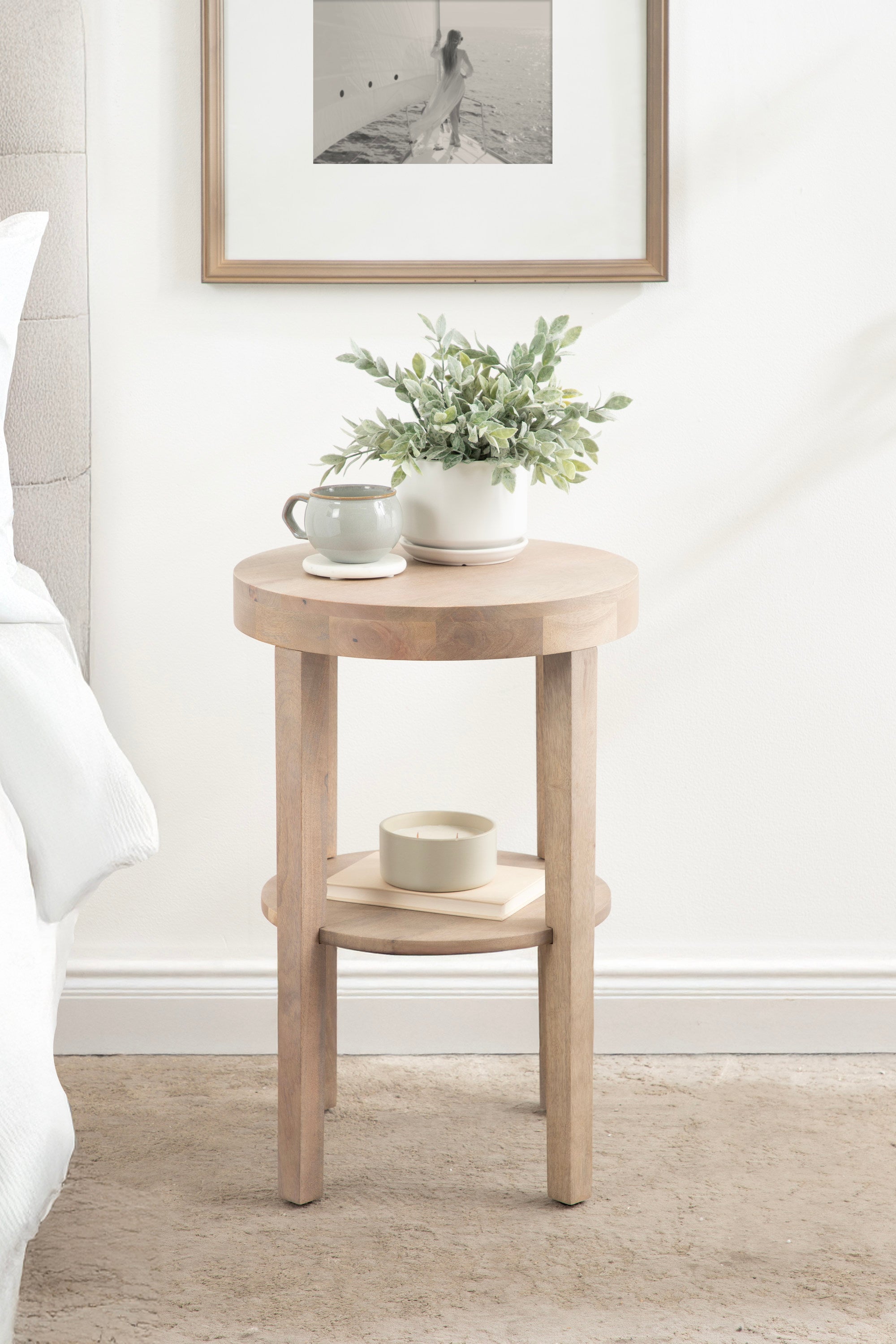 Side Table Natural Beige 16x16x24 8