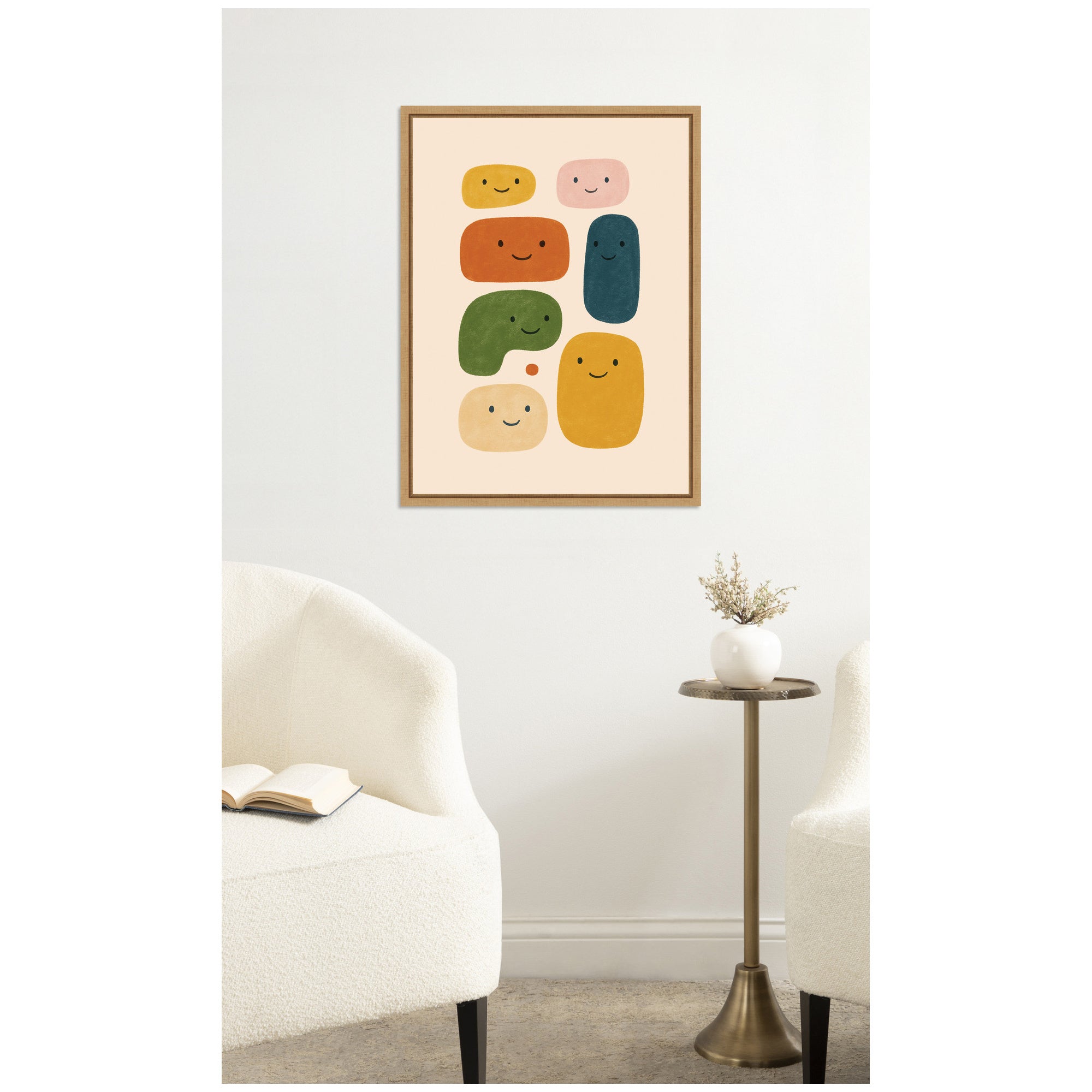 Smiling Shapes by Laura Moss Framed Canvas Wall Art Print