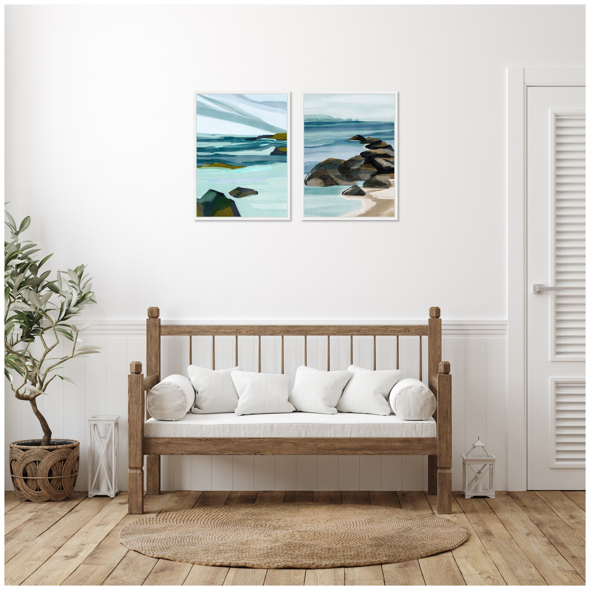 Sylvie Ocean Breeze Landscape - 2 Piece Framed Canvas Art Set by Nikita Jariwala