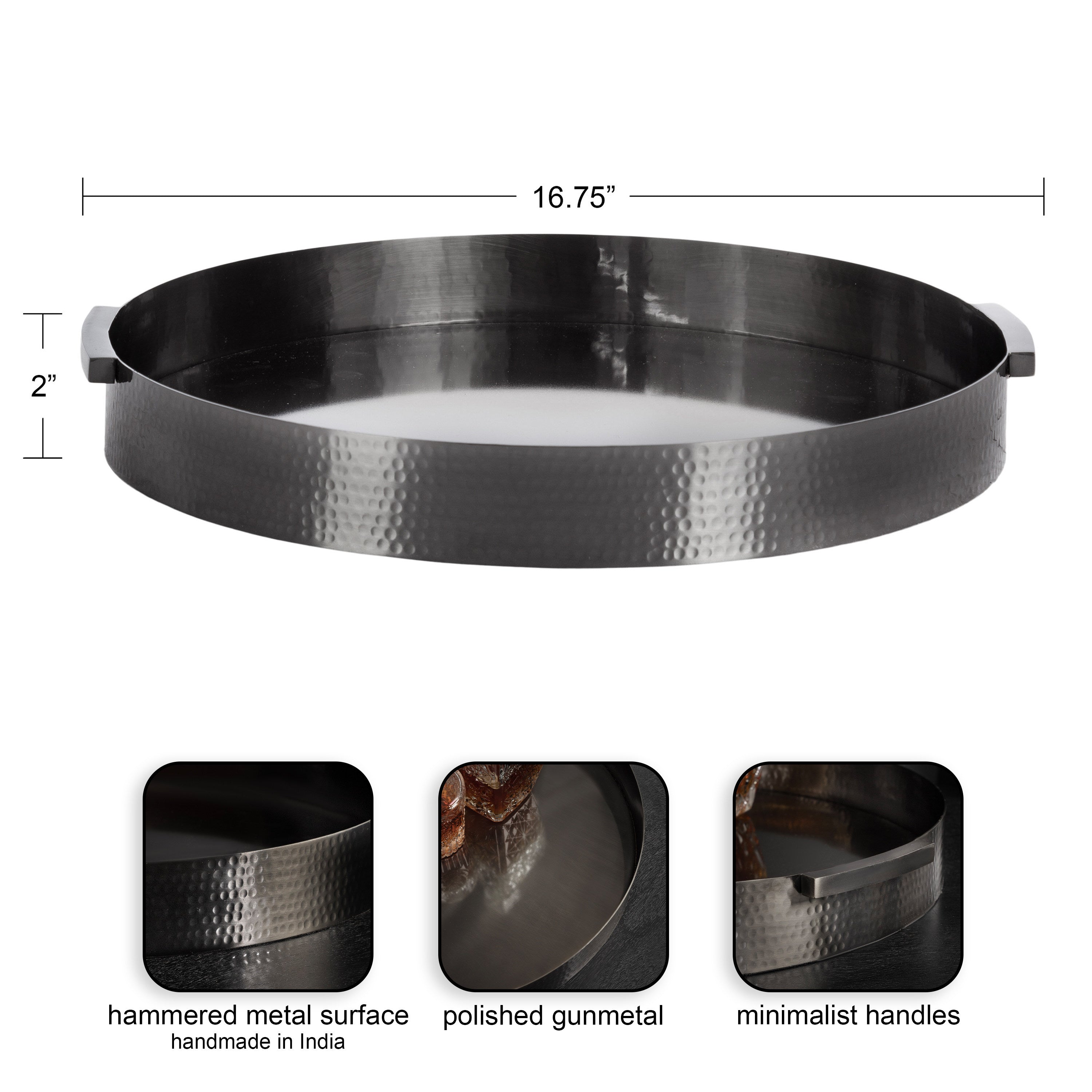 Single Tray 17" Diameter Pewter 2