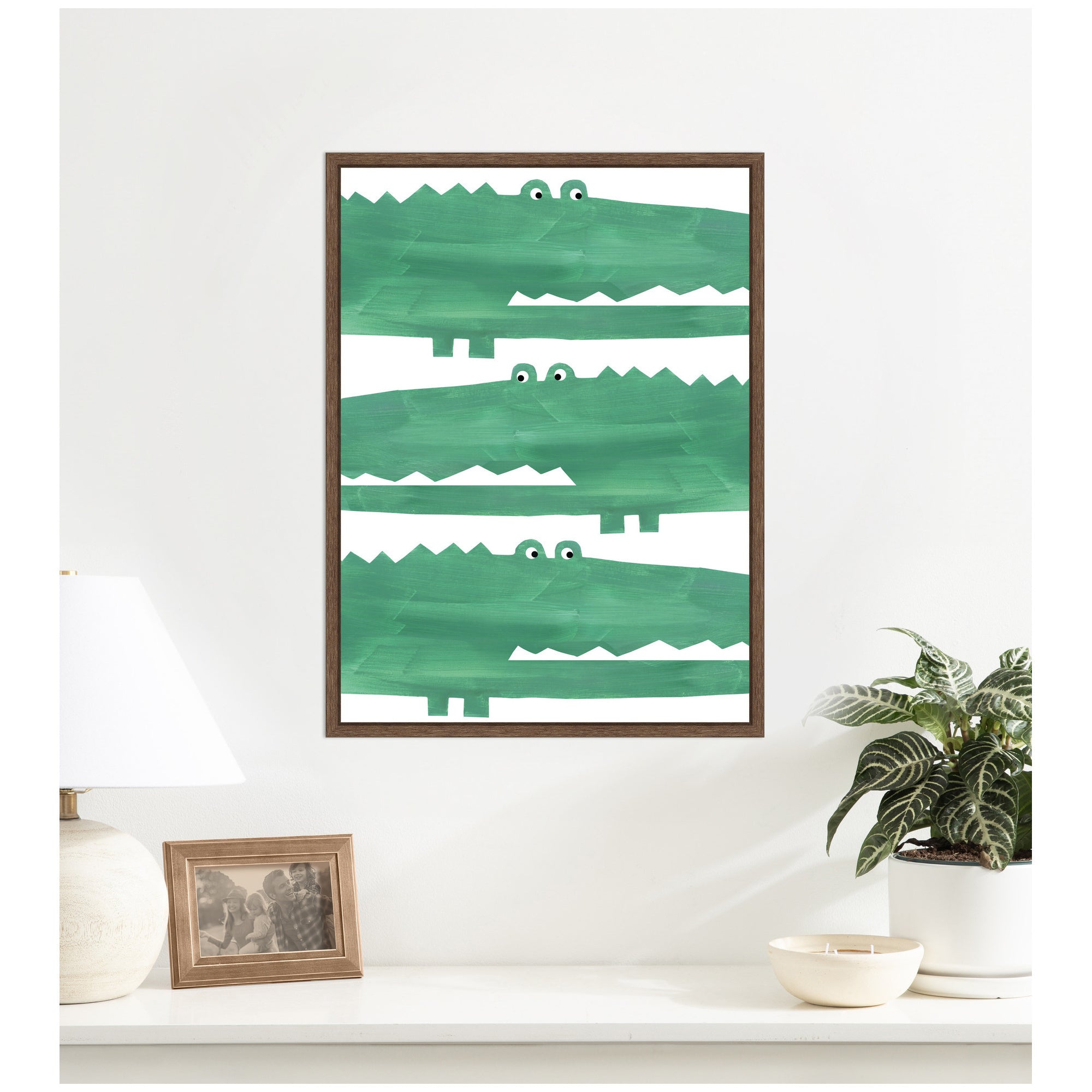 Chomp Chomp Crocodile by Alicia Abla Framed Canvas Wall Art Print