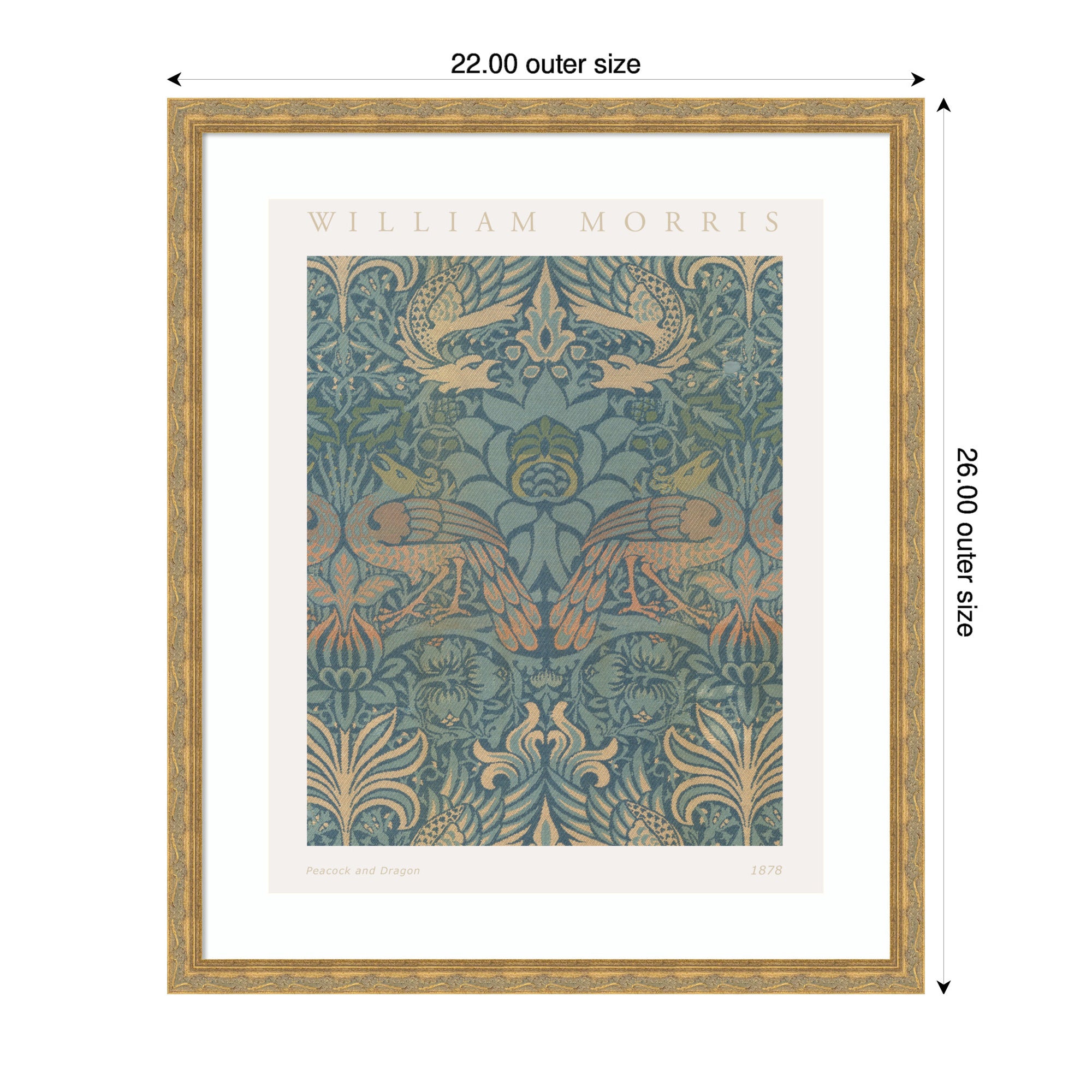 Framed Art Poster William Morris Peacock and Dragon 1878 by The Art Institute of Chicago