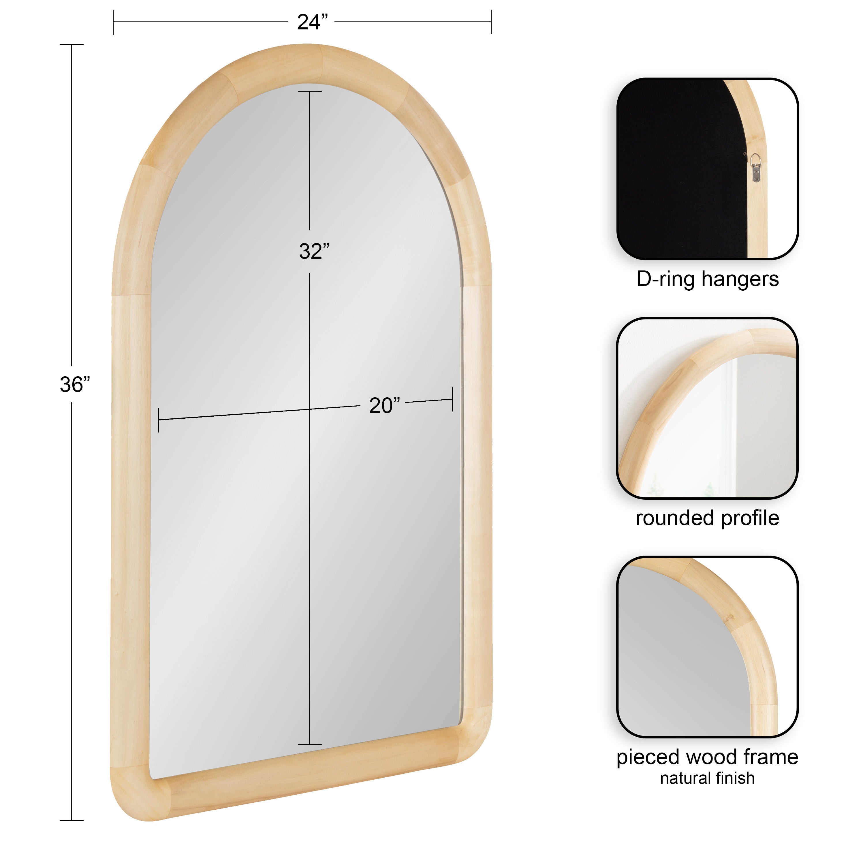 Arch Mirror Natural 24x36 2