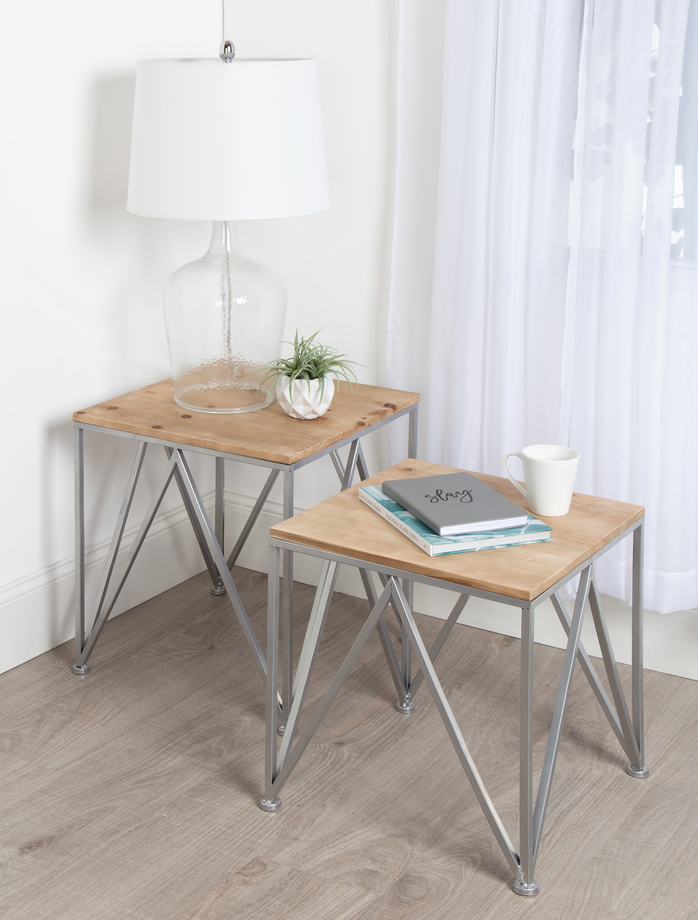 Nesting Table Silver 2 Piece 5