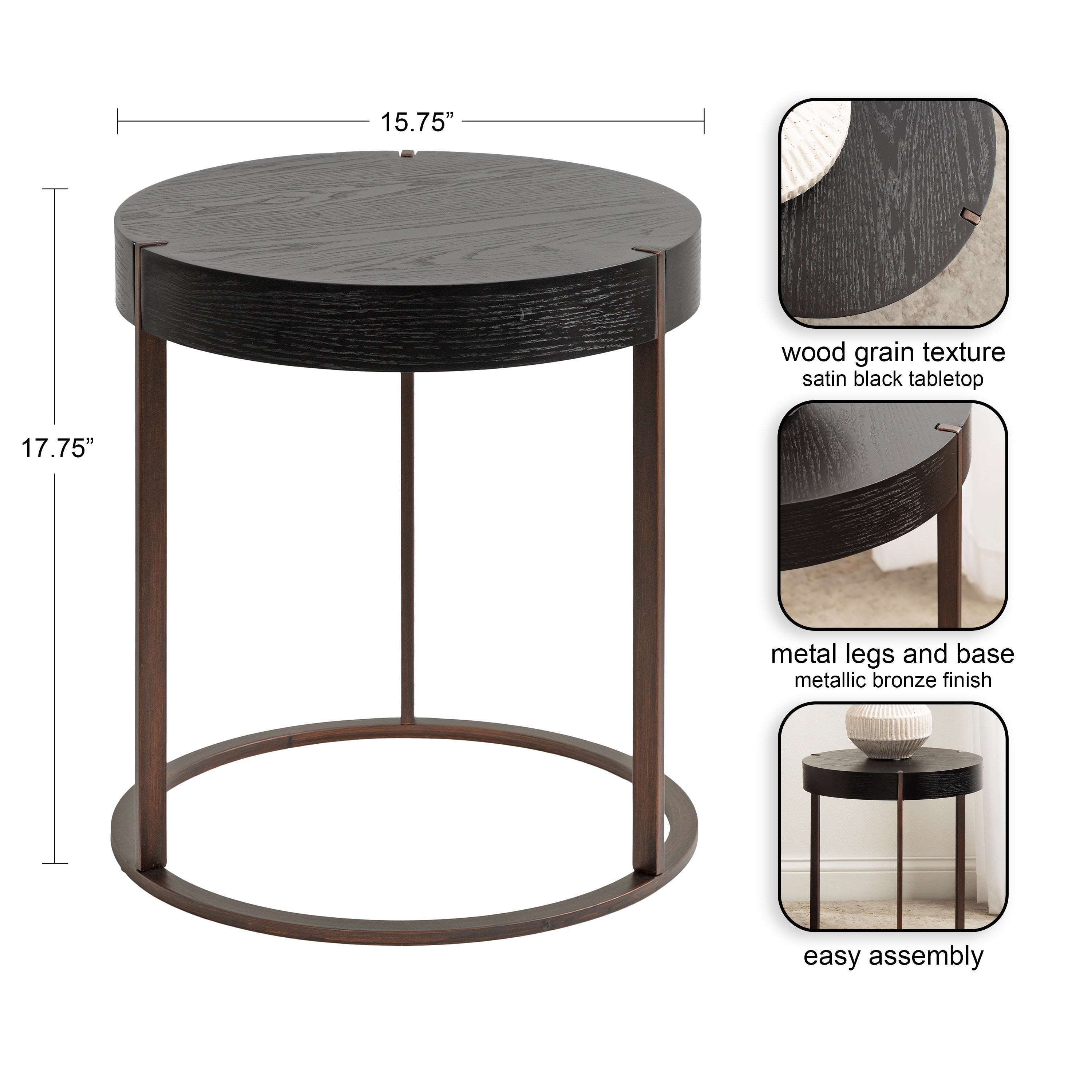 Rovin Side Table Wood and Metal