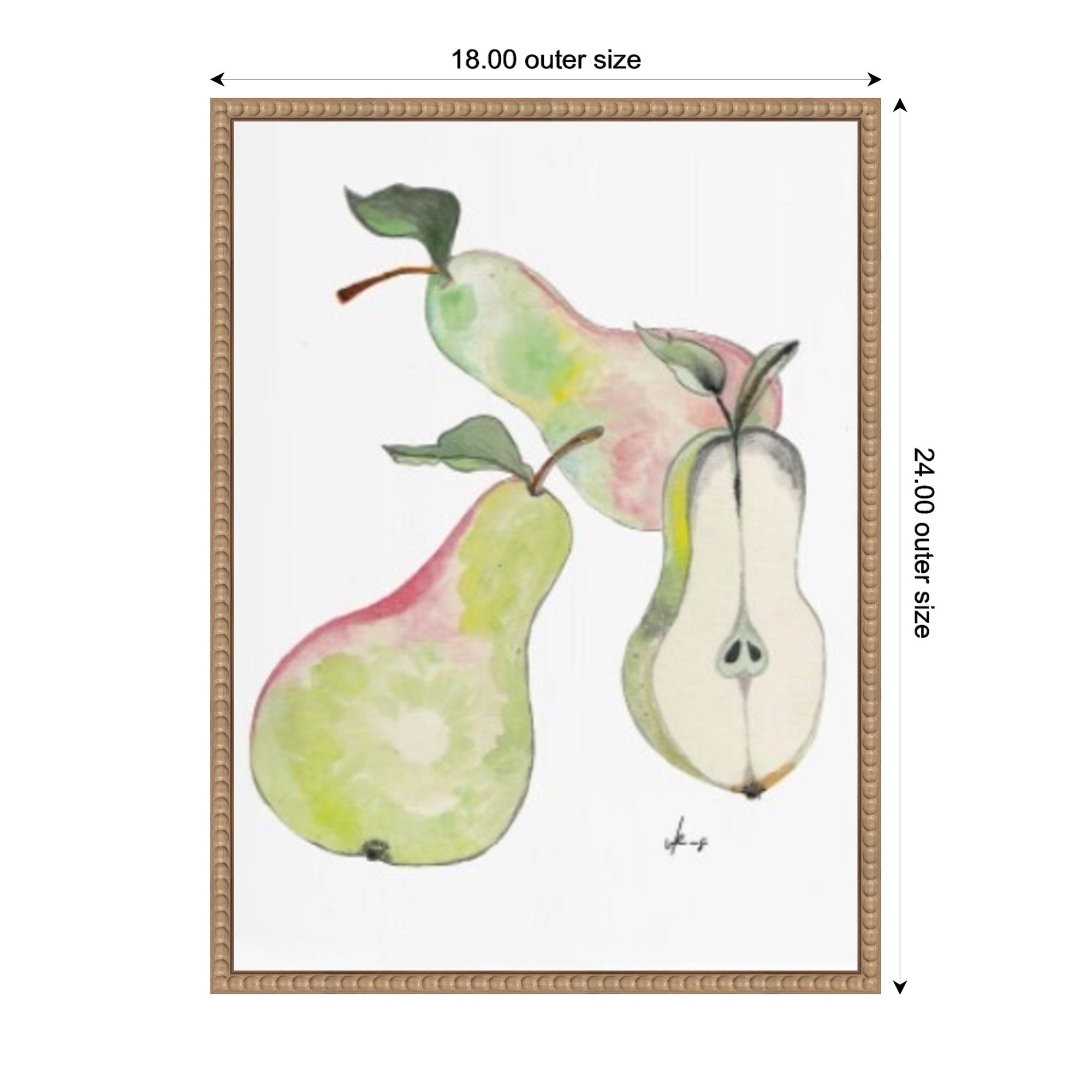 Sylvie Watercolor Green Pears Framed Canvas by Viola Kreczmer