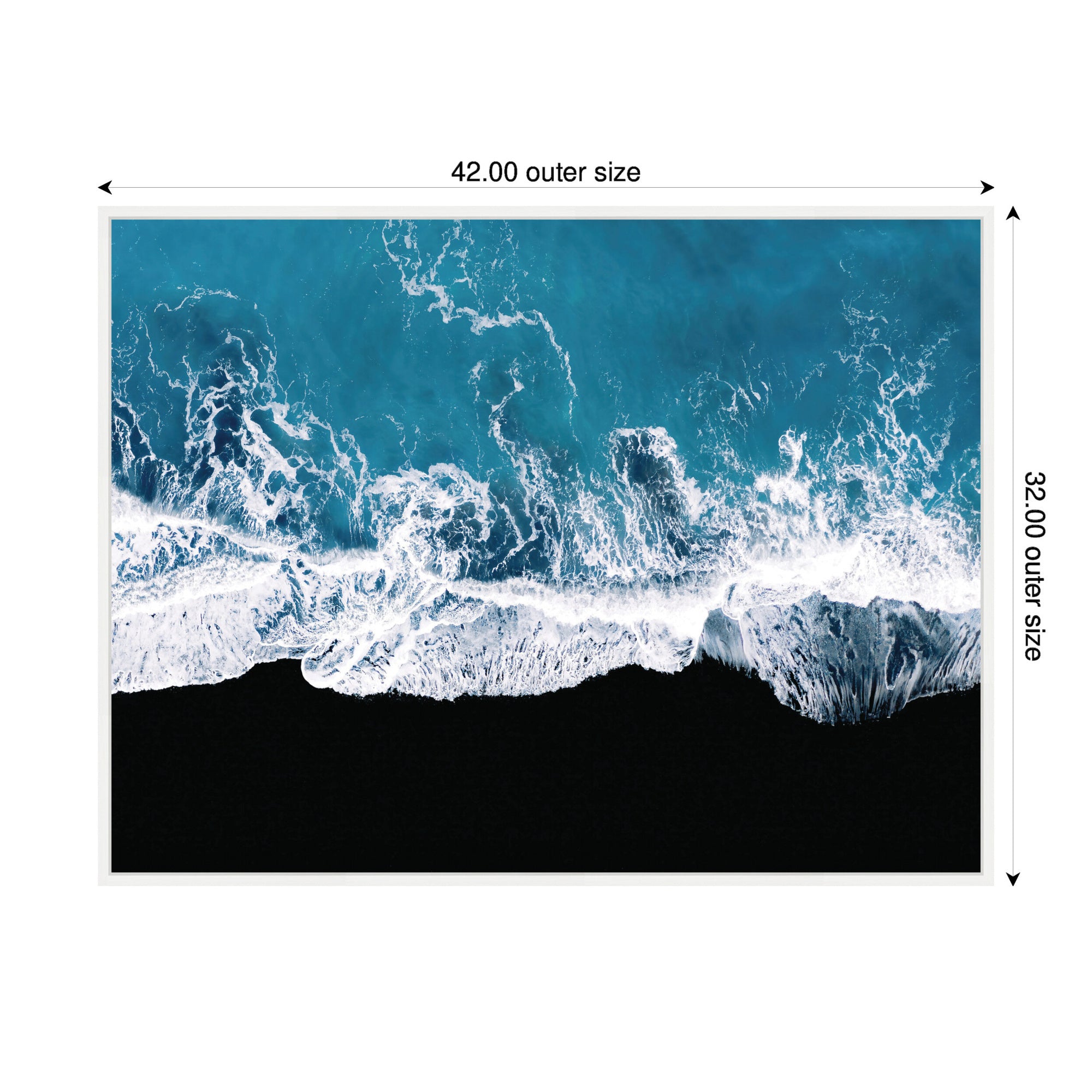Sylvie Minimalist Ocean Waves on the Black Beach in Iceland Framed Canvas by Michael Schauer