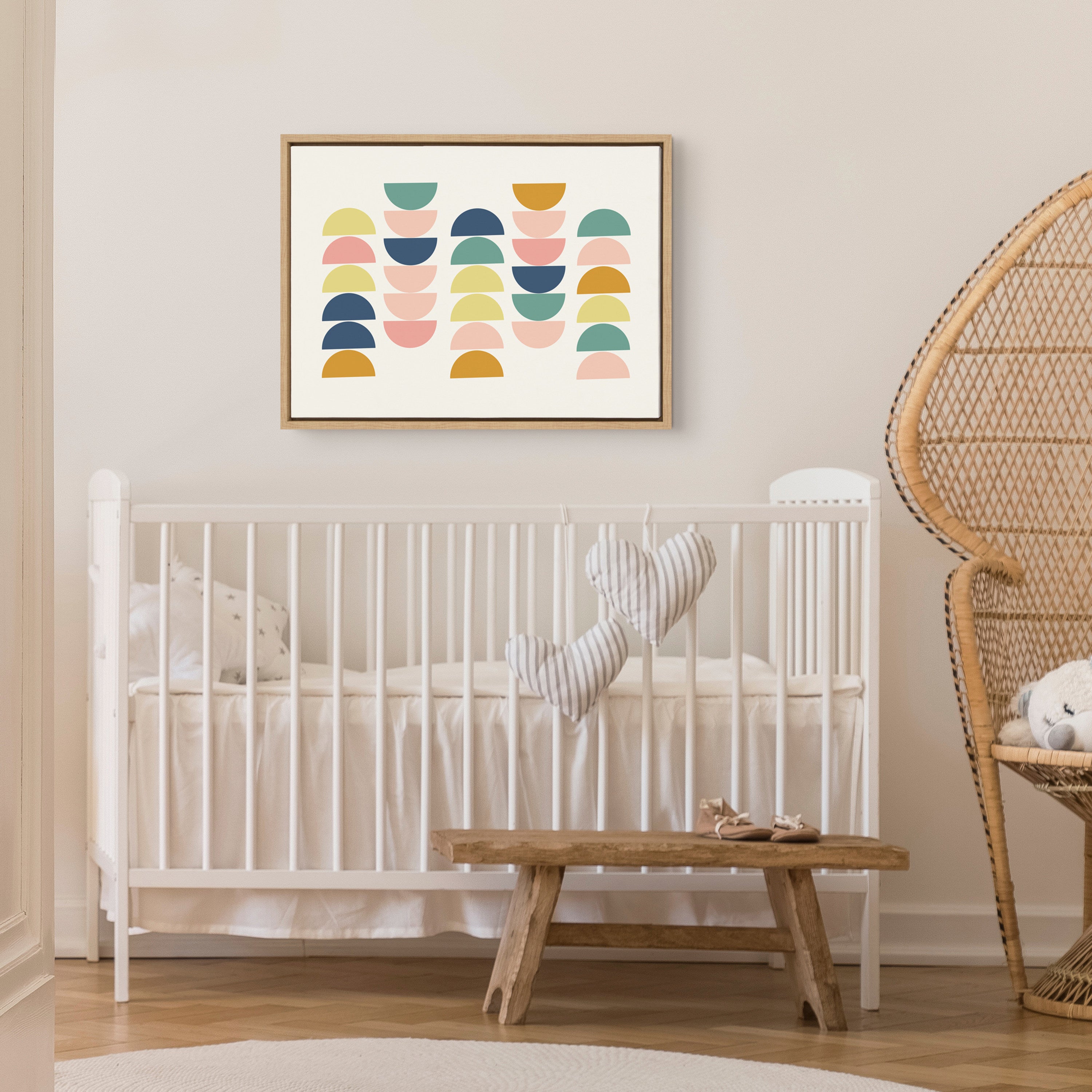 Sylvie Simple Shapes in Soft Colors Framed Canvas by Apricot and Birch
