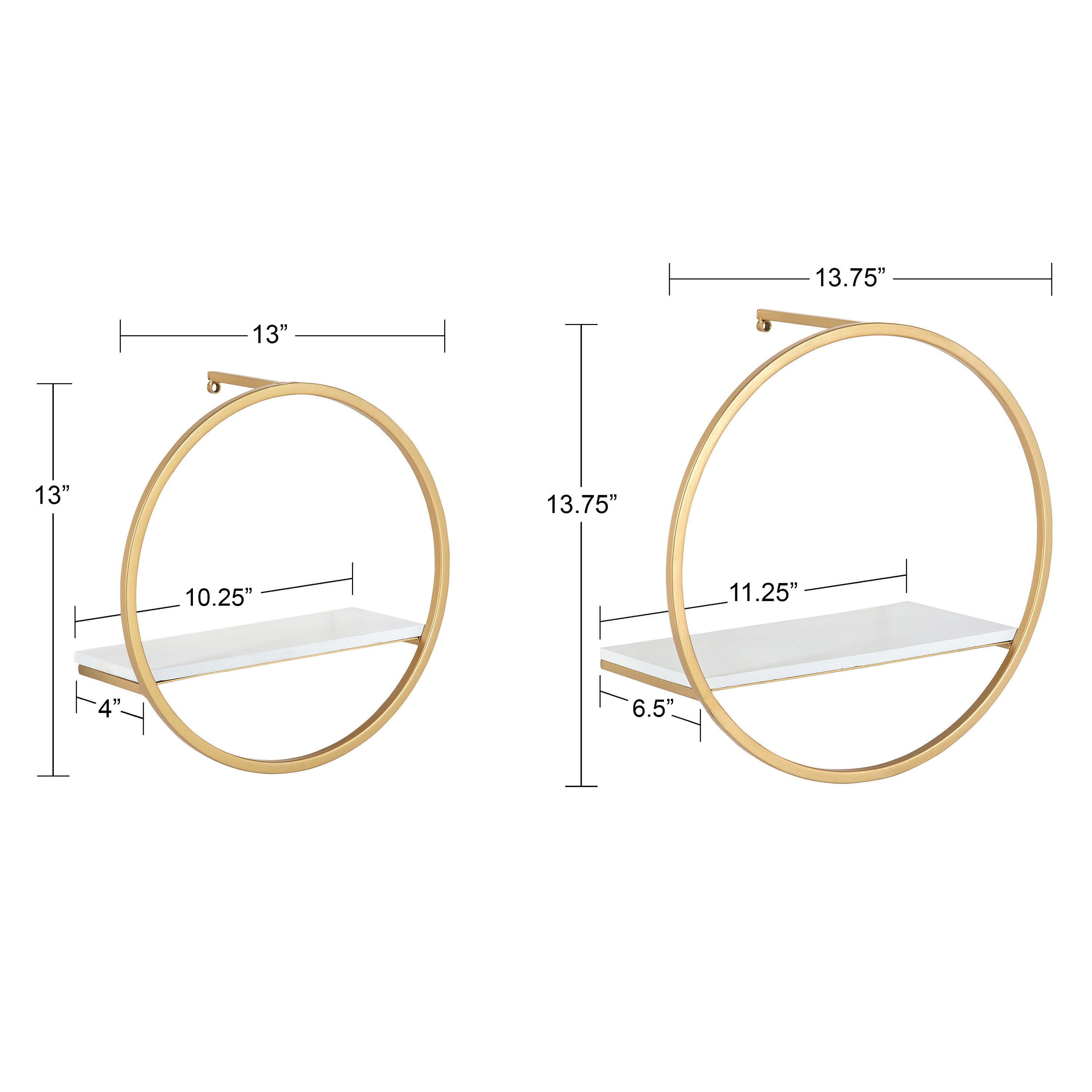 Floating Shelf White Gold 2 Piece 2