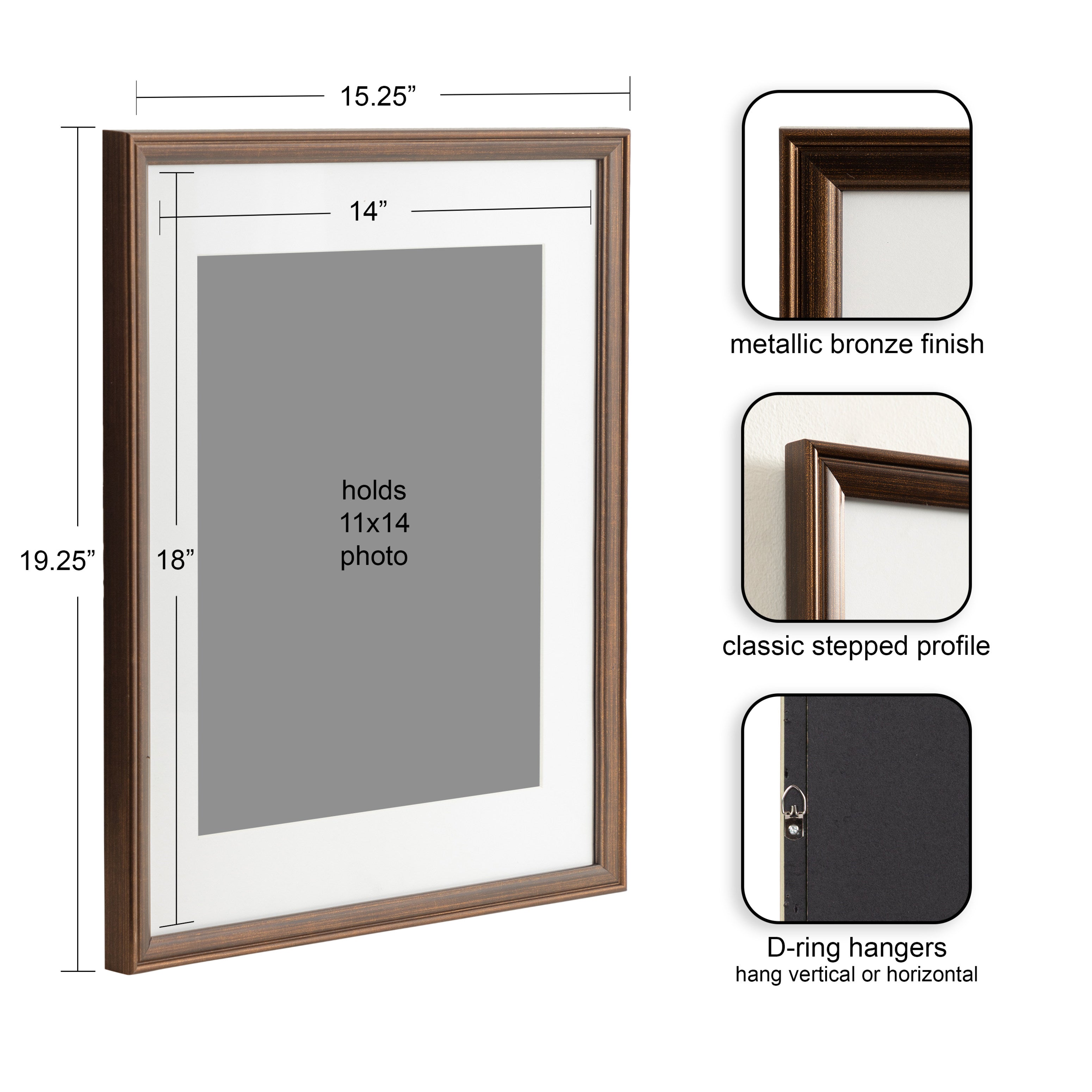 Wall Frame Bronze 14x18 matted to 11x14 2
