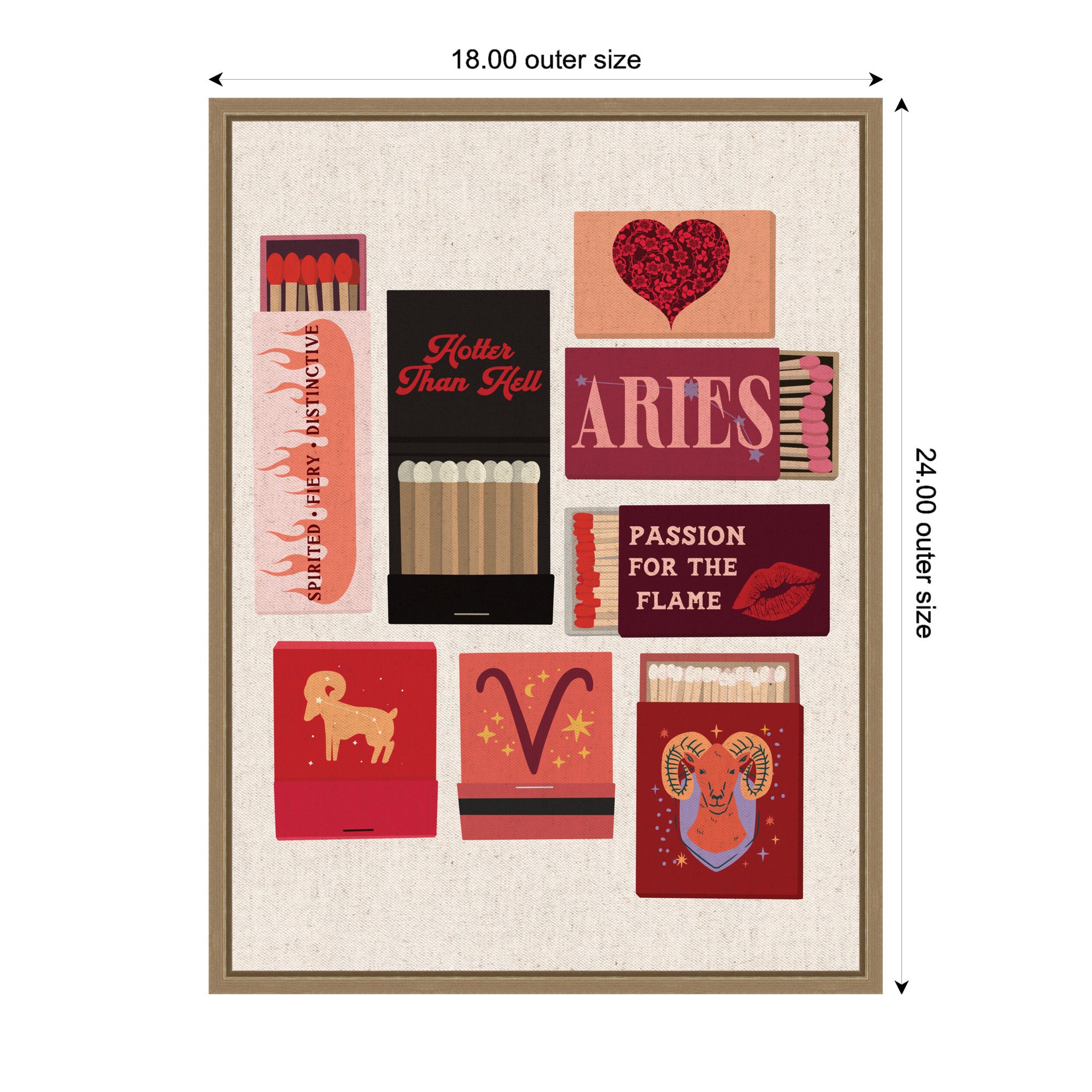 Aries Matchbook Linen FC by Megan Ryan Framed Canvas Wall Art Print