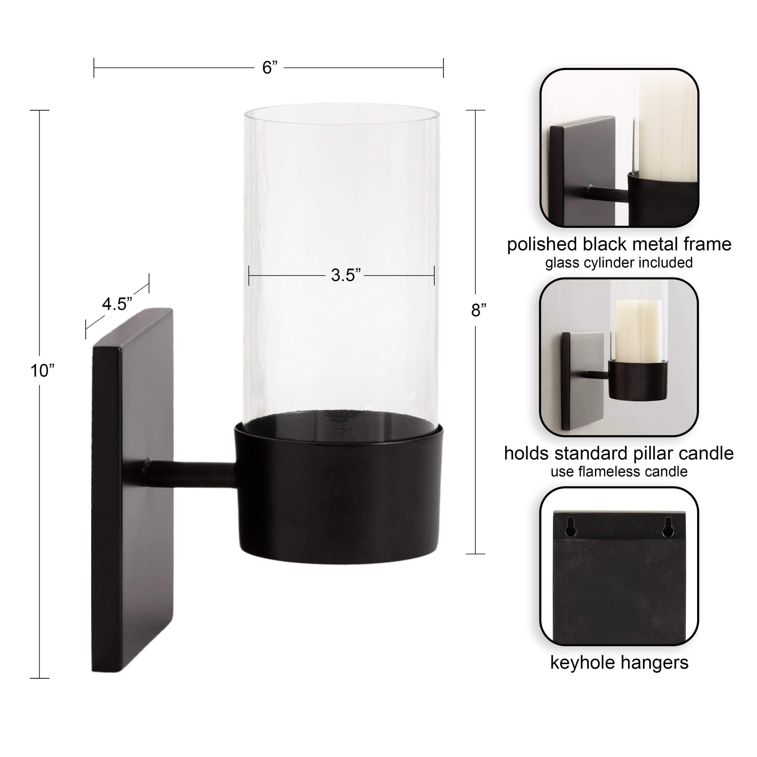Wall Sconce Black 5x6x10 2