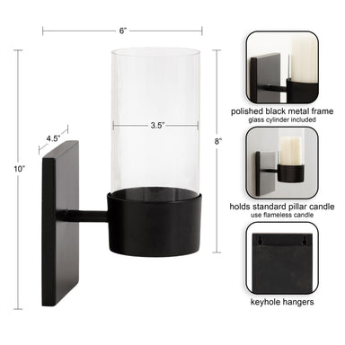Wall Sconce Black 5x6x10 2