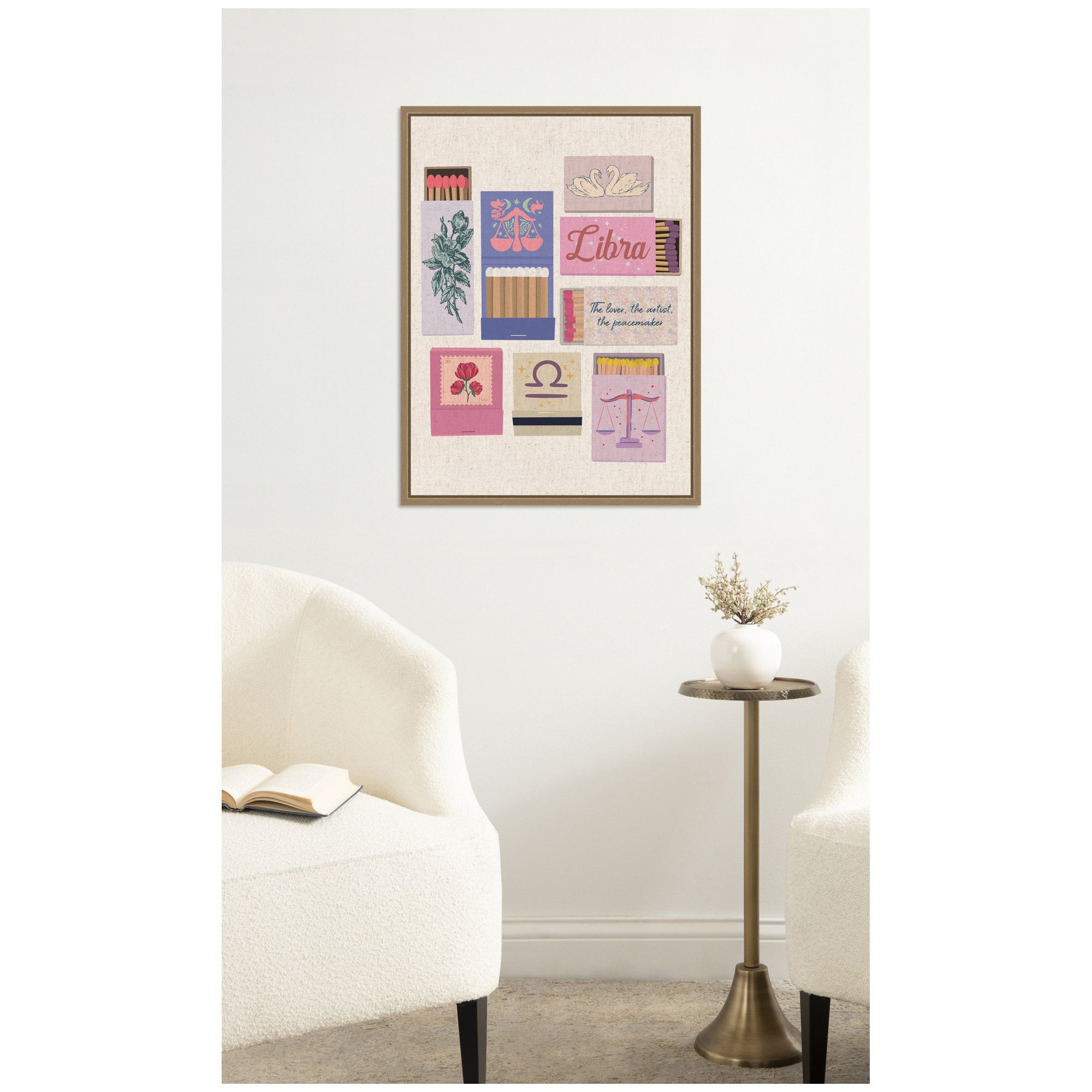 Libra Matchbooks Linen FC by Megan Ryan Framed Canvas Wall Art Print