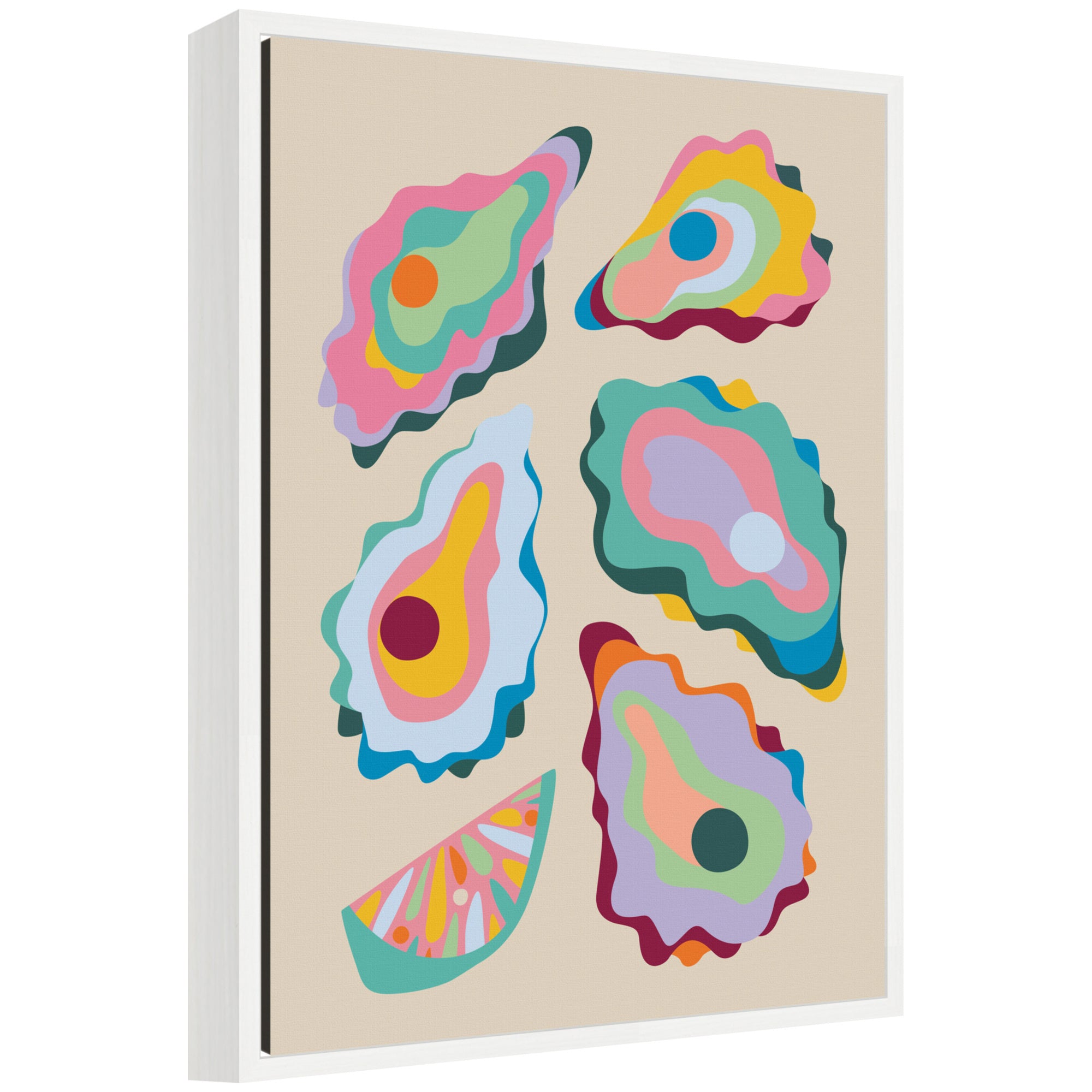 Sylvie Coastal Oysters and Lemon Framed Canvas by Rachel Lee
