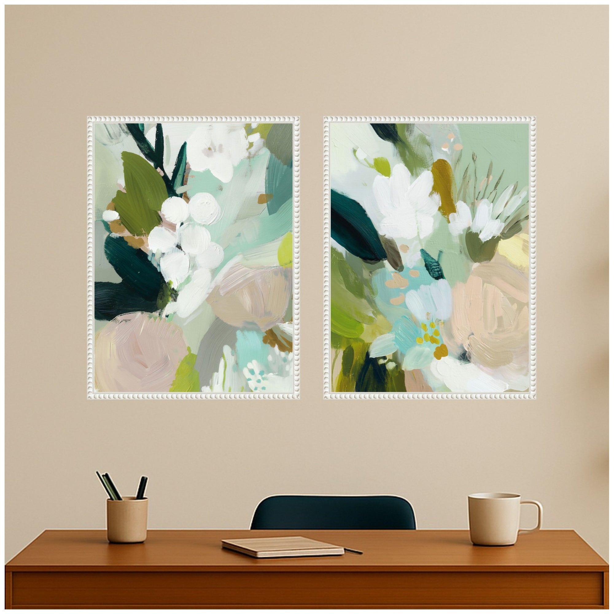 Art Set 2 Piece Set 18x24 Sylvie Beaded White 7