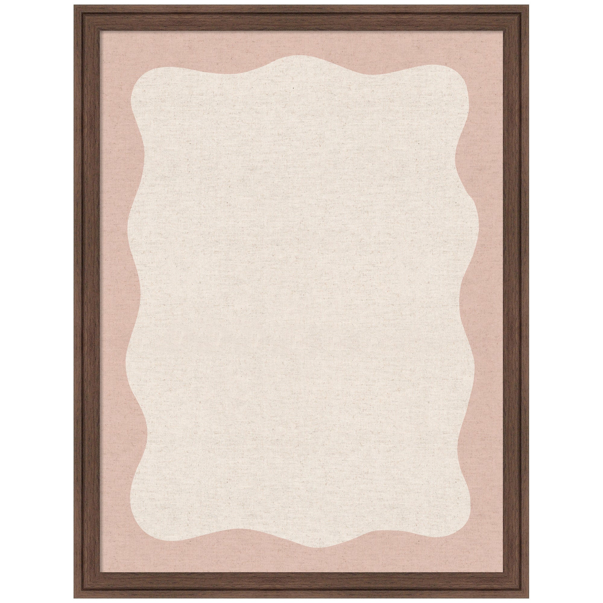 Framed Fabric Pinboard Wavy Linen Light and Pink Wall Organization