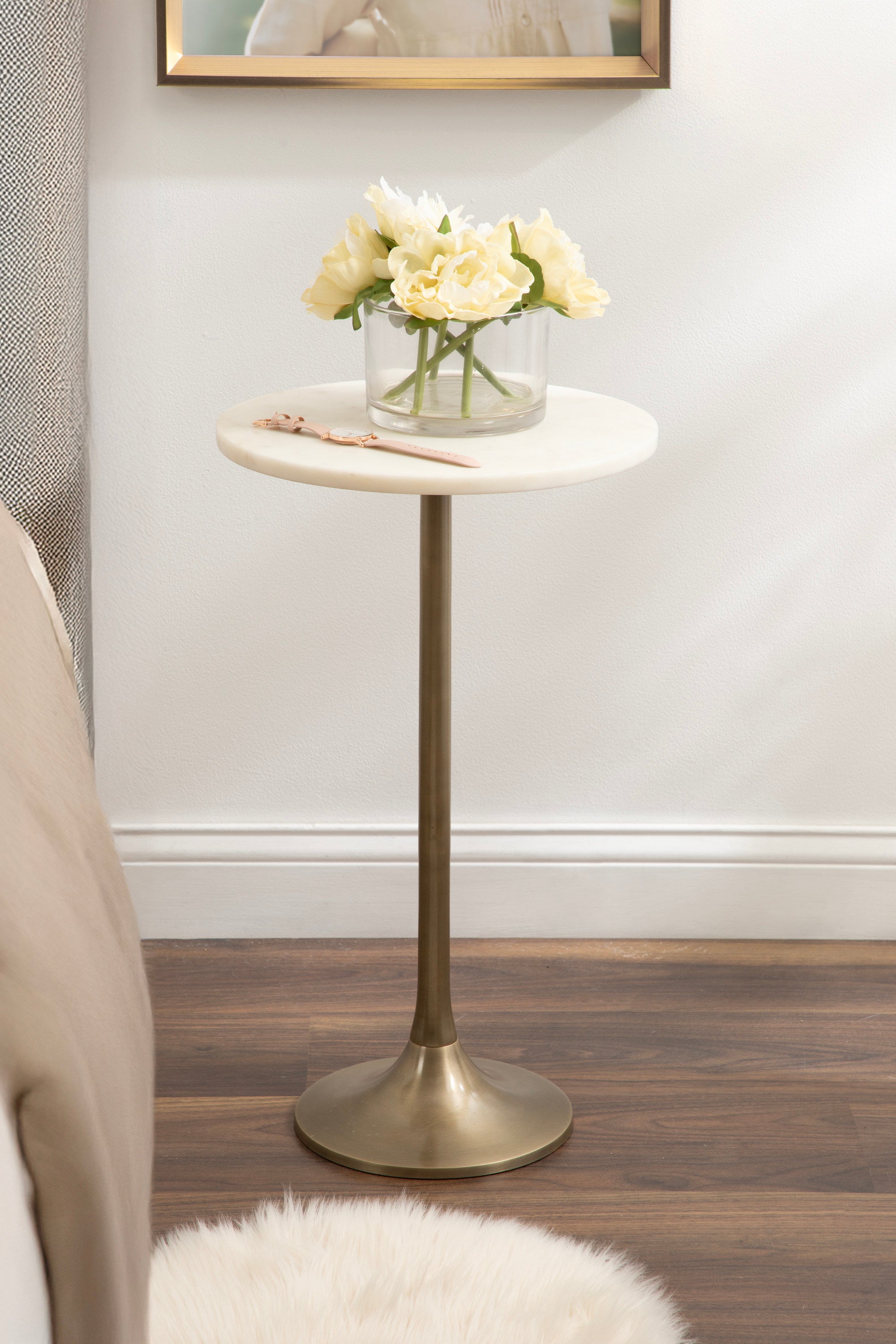 Drink Table White Gold 14x14x24 7