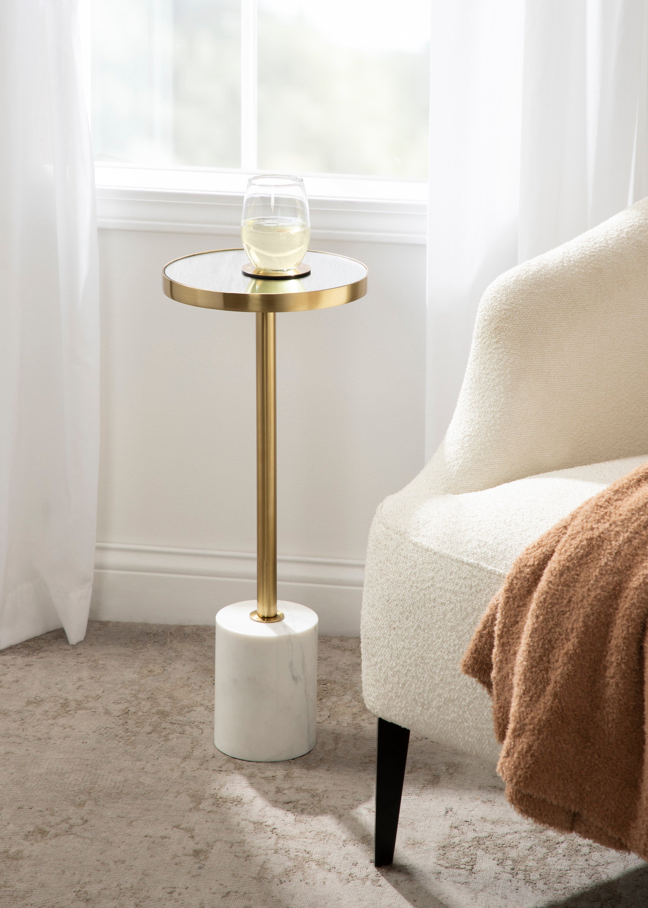 Drink Table Gold White 10x10x24 5