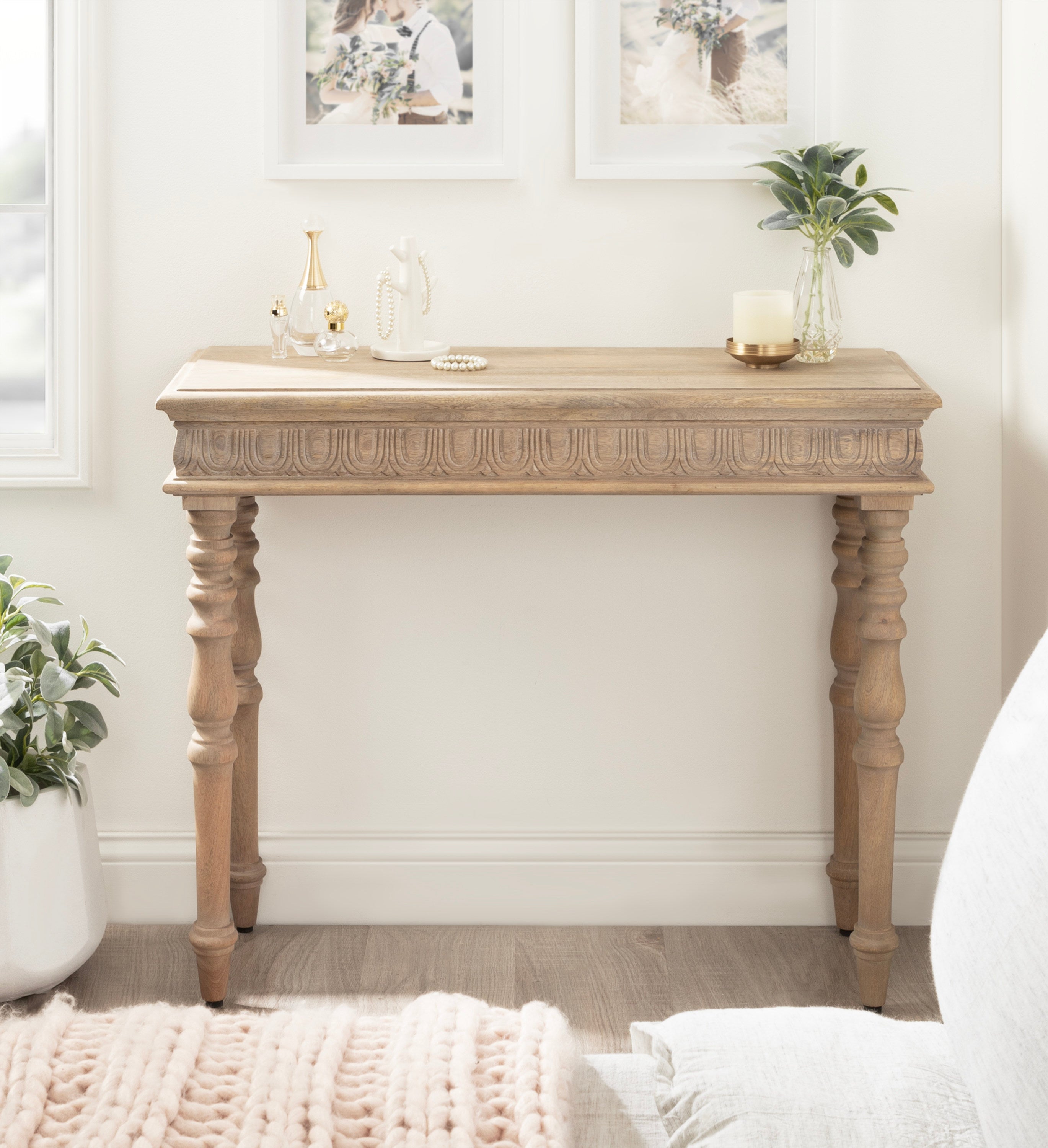 Console Table Natural Beige 36x14x30 8