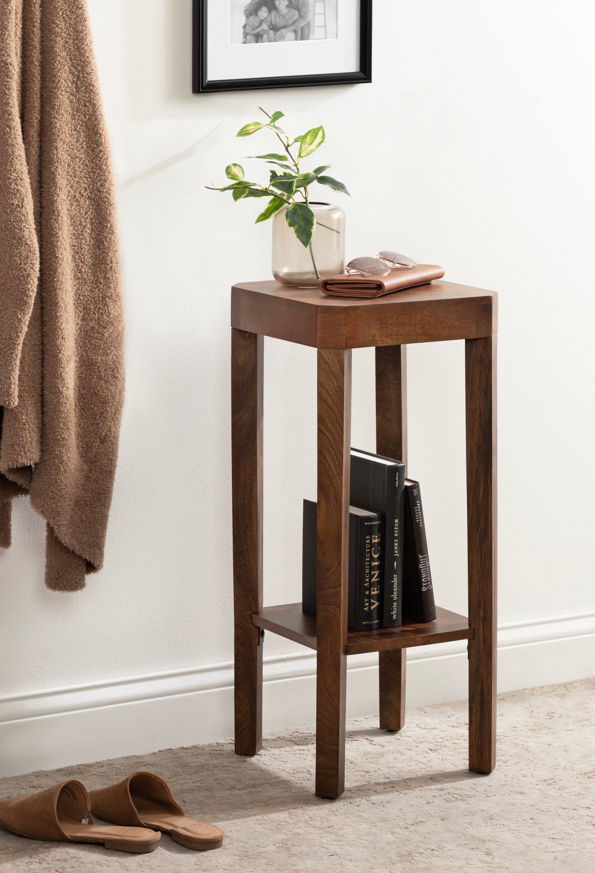 Side Table Walnut Brown 12x12x28 7