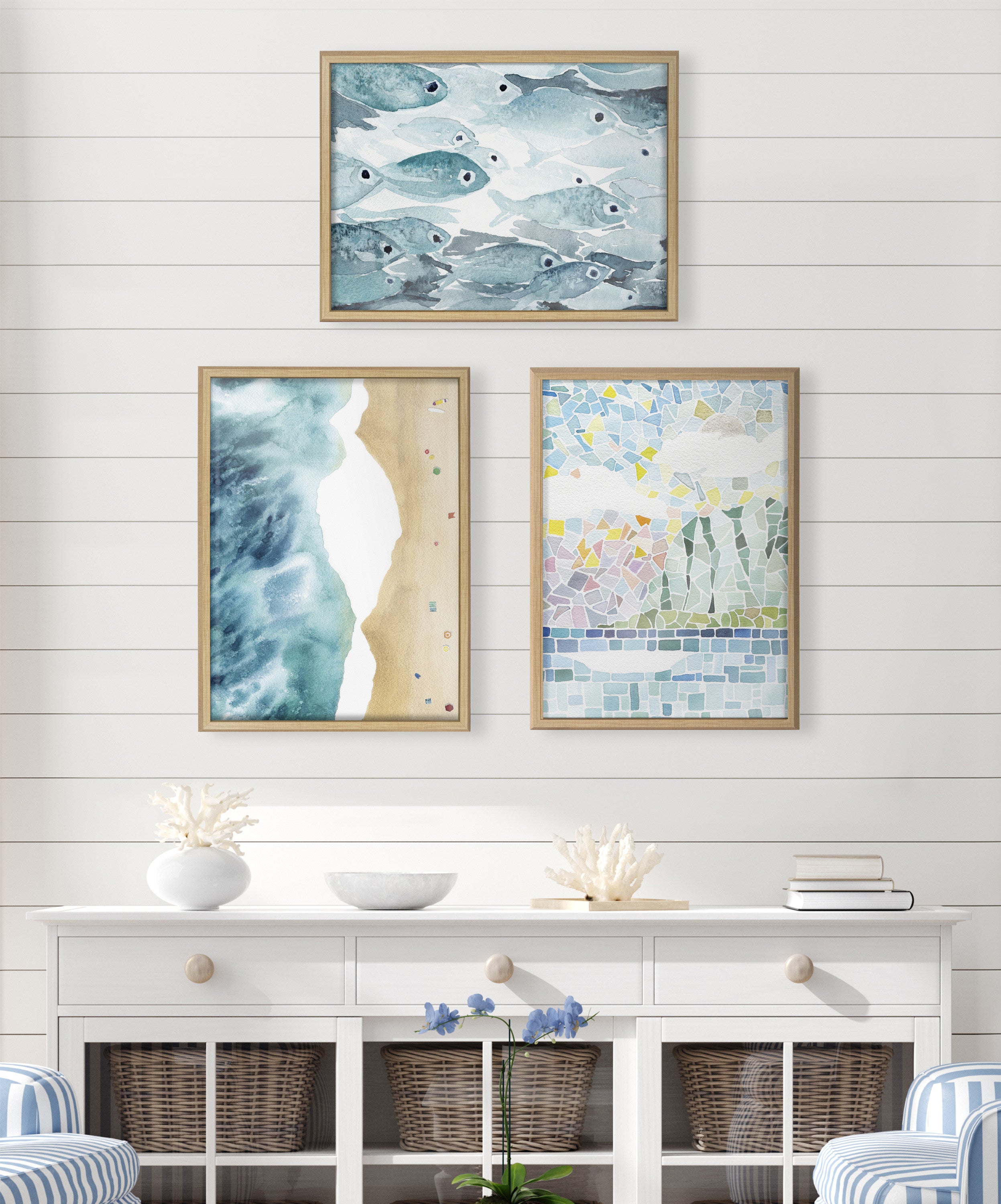 Blake North Shore Framed Printed Glass by Janet Meinke-Lau