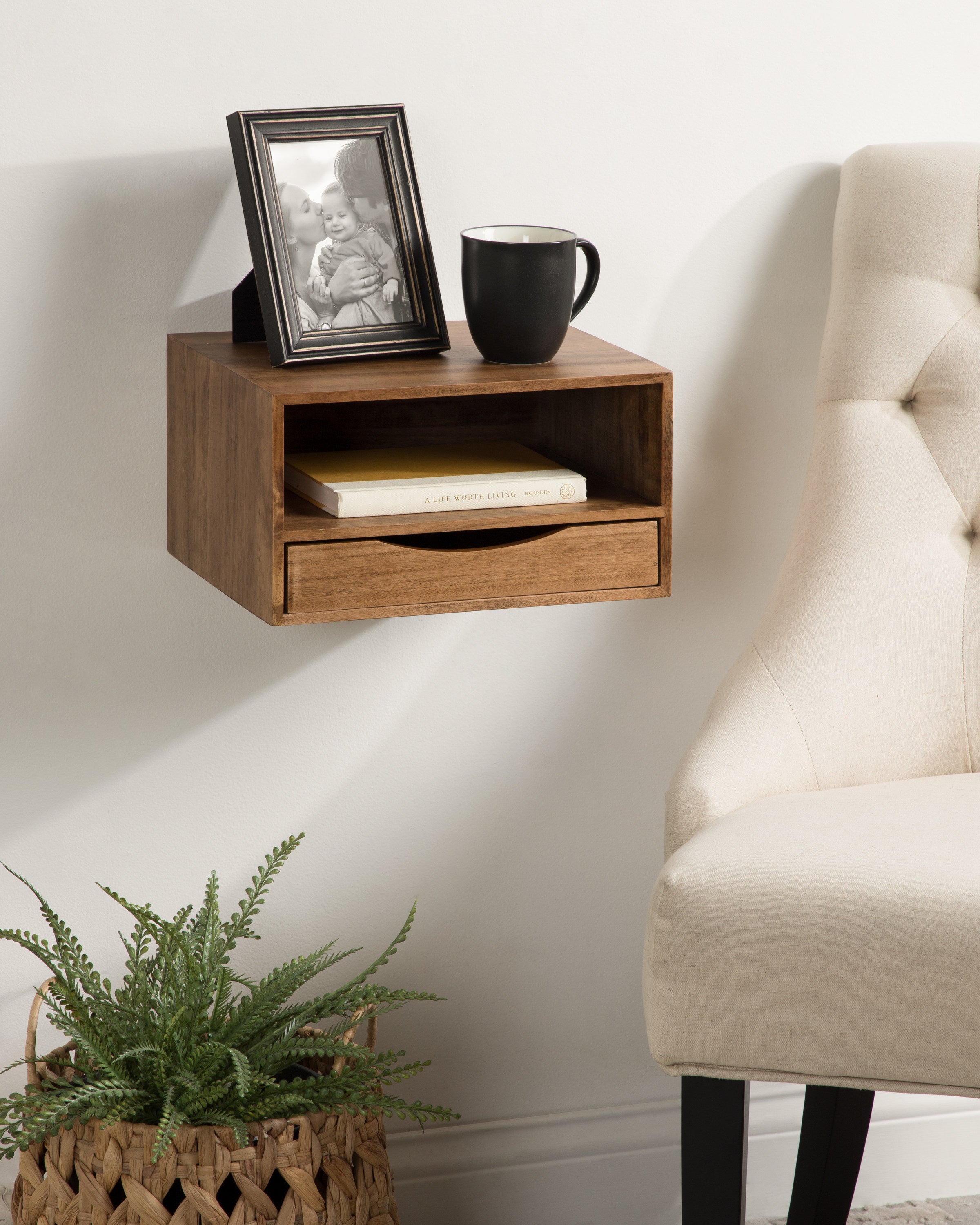 Floating Side Table Rustic Brown 12.5x10x7 7