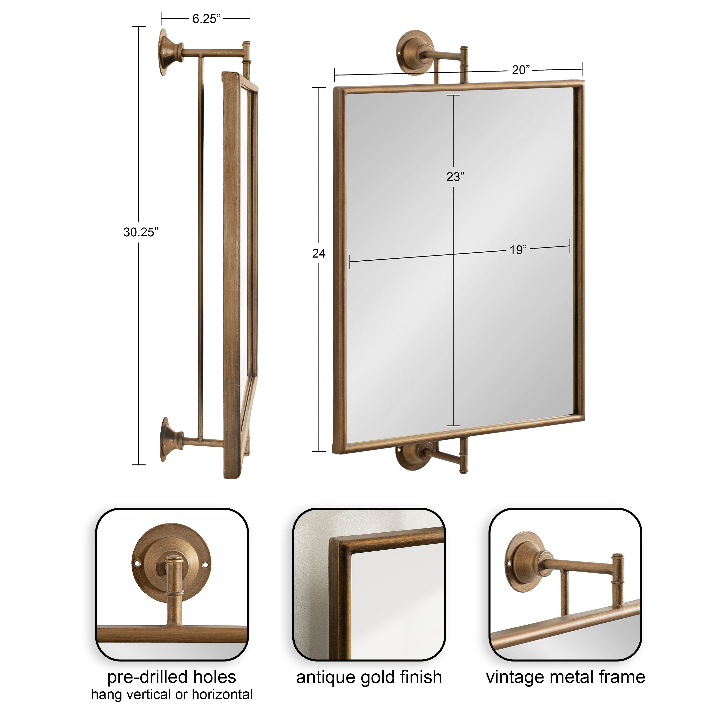 Functional Mirror 20x31 Gold 2