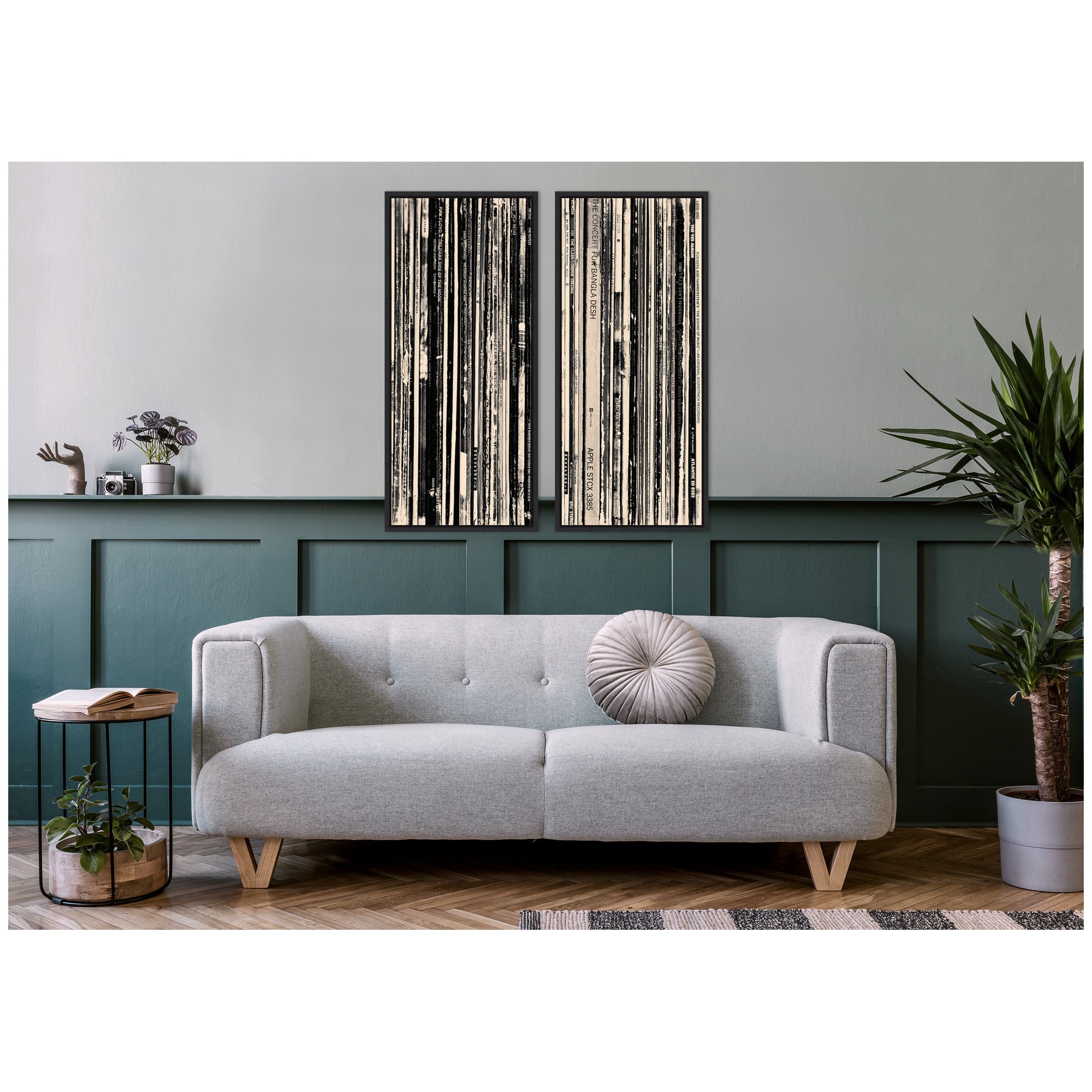 33 RPM Black and White Panel No. 1 & 2 2 Piece Framed Canvas Wall Art Set by Robert Cadloff