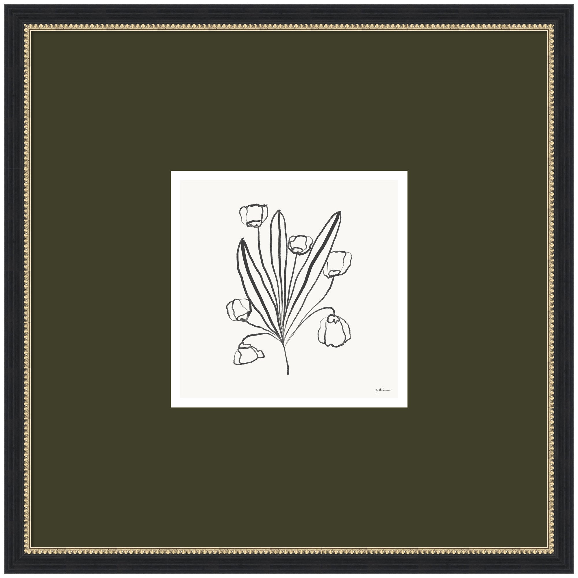 Framed Art 26x26 Green Matted to 11x11 Belmont Black 1