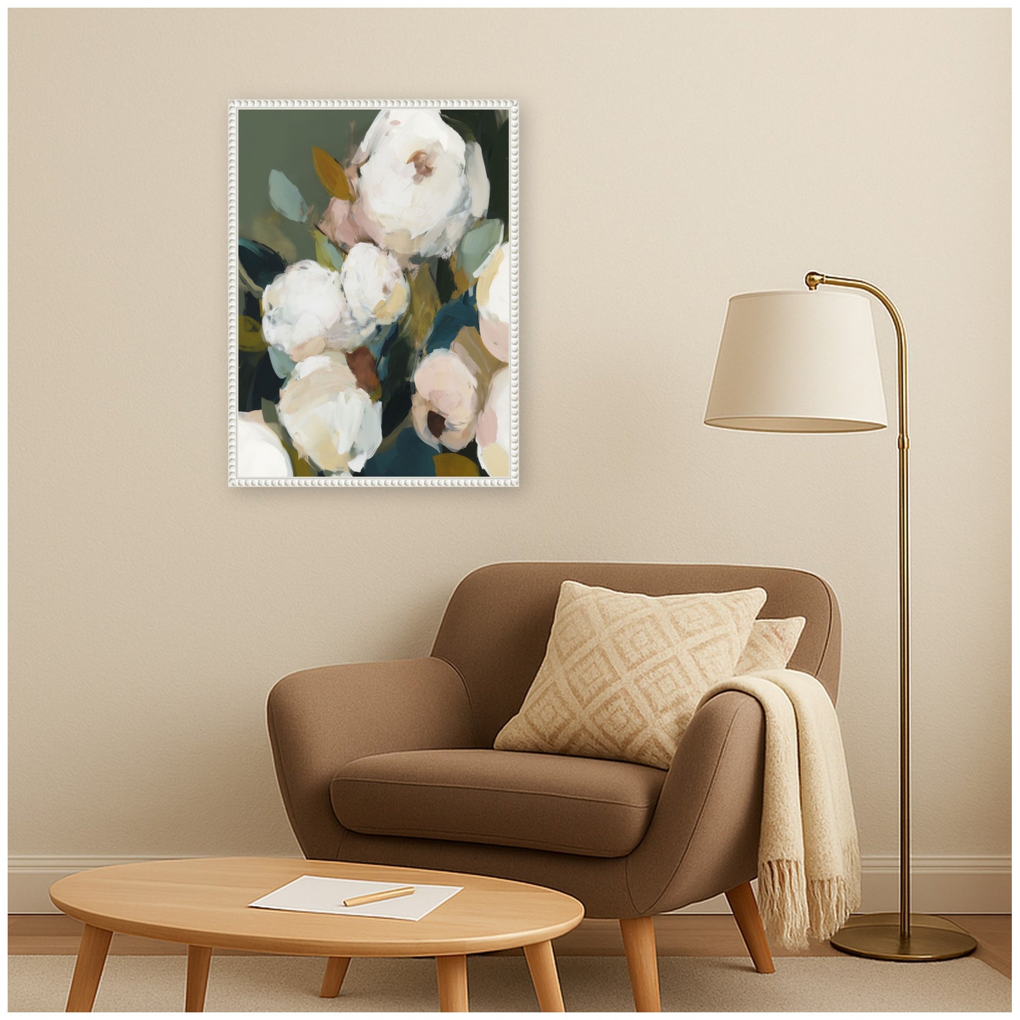 Framed Canvas 18x24 Sylvie Beaded White 6