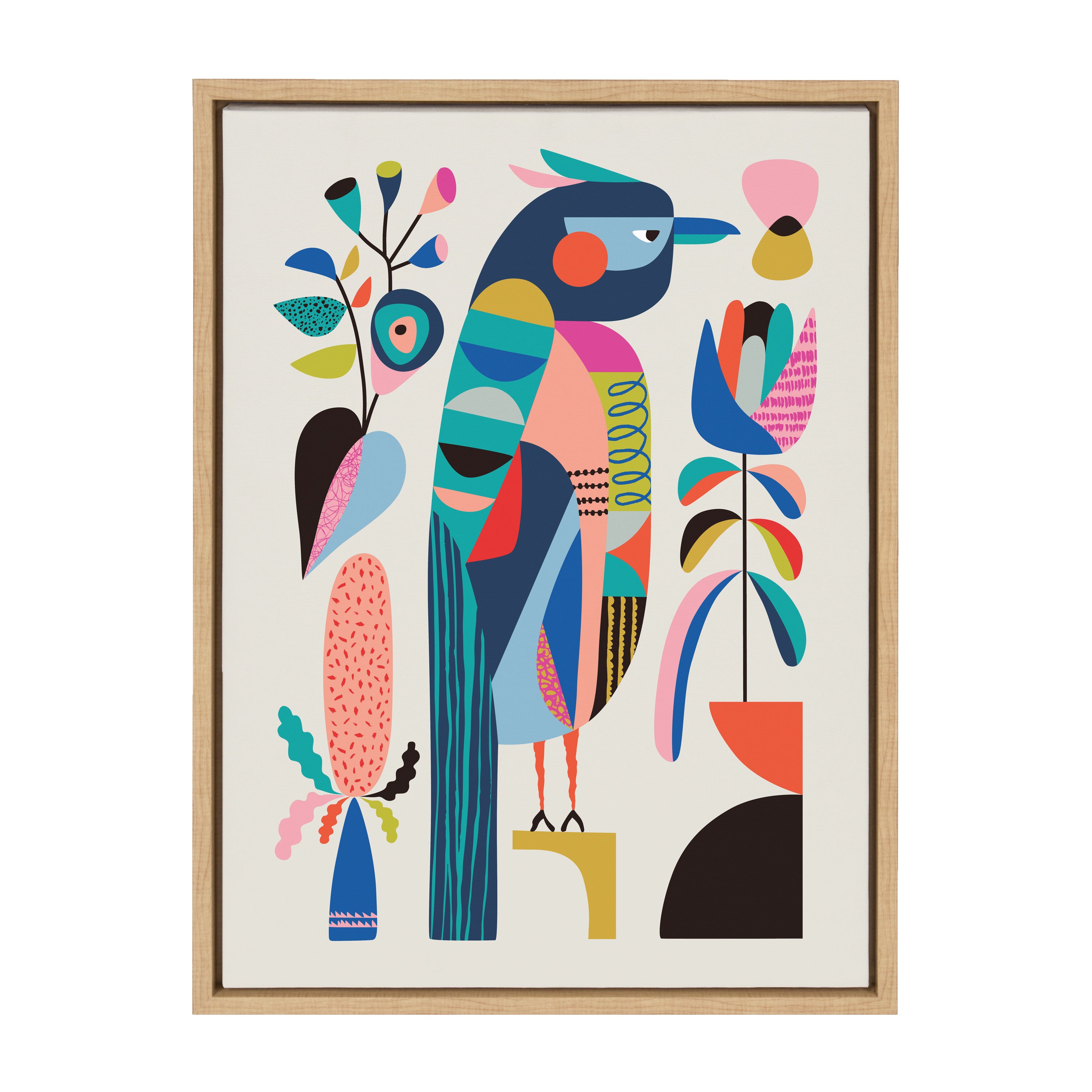 Sylvie Mid Century Modern Kookaburra Framed Canvas by Rachel Lee of My Dream Wall