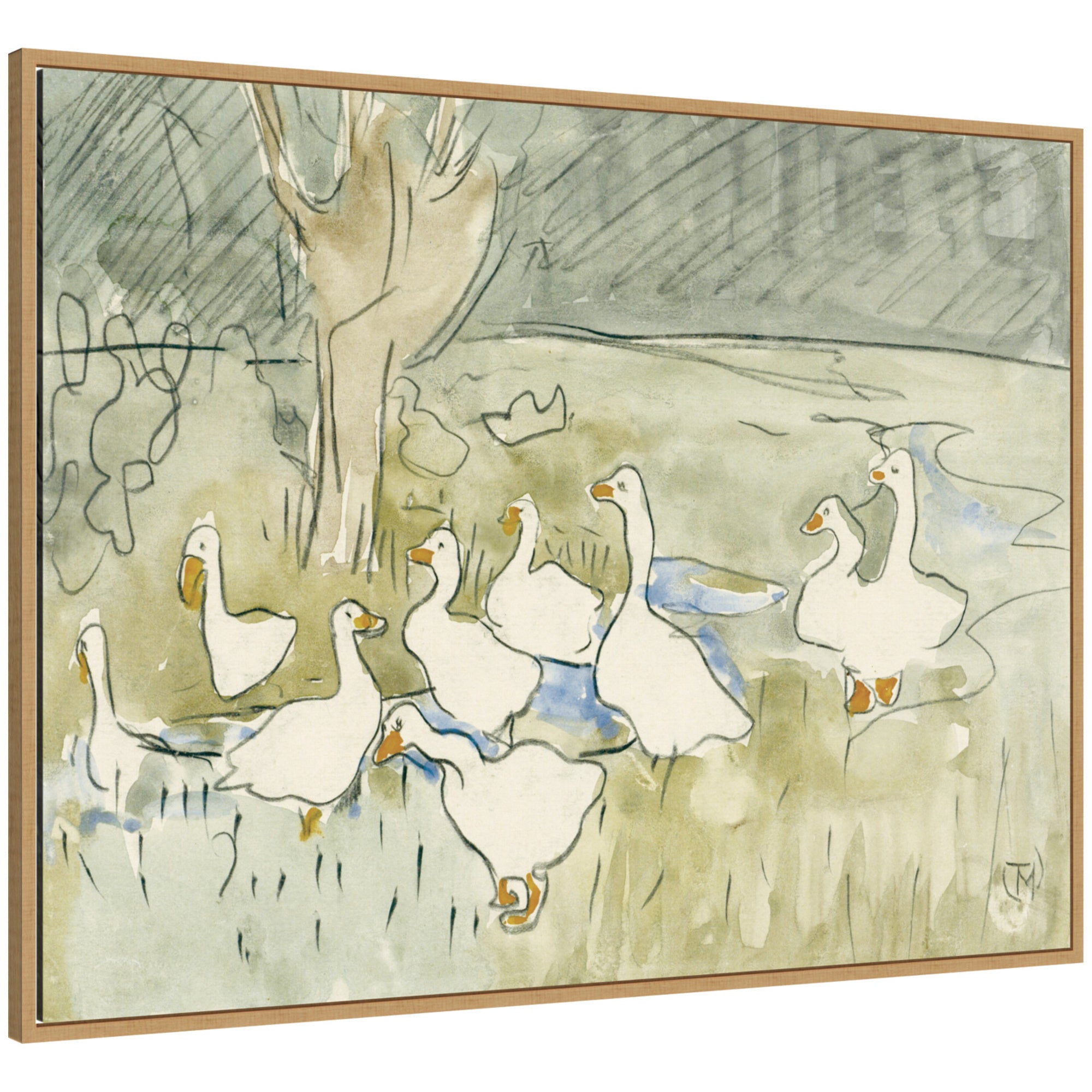 Ducks 1917 Theo van Hoytema by Nostalgia Prints Framed Canvas Wall Art Print