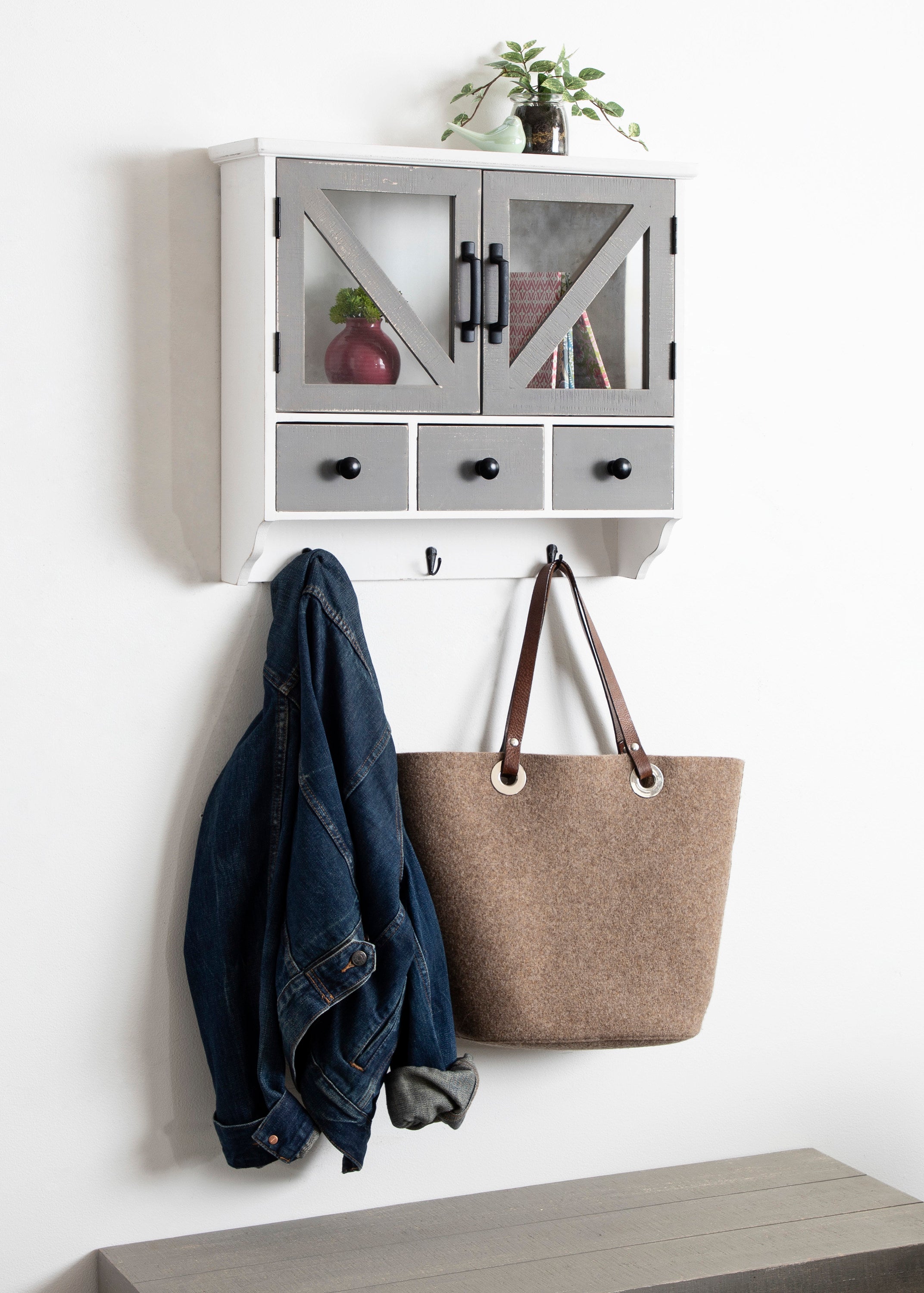 Cabinet White Gray 21x6x20 7