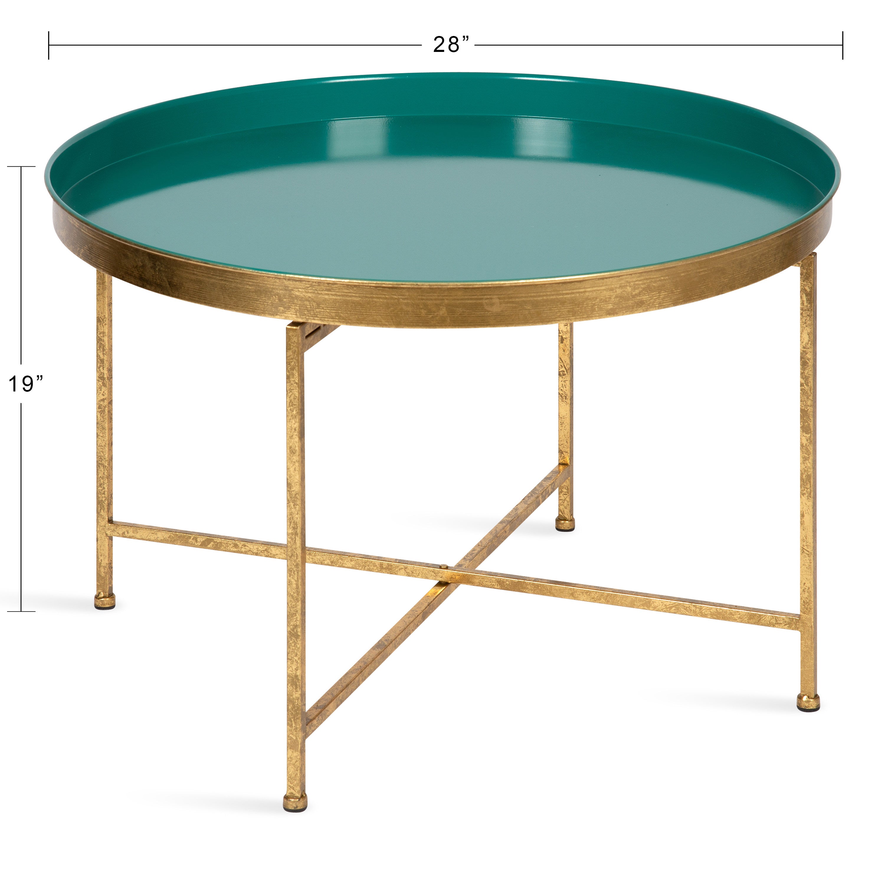 Coffee Table Teal Gold 28.25x28.25x19 2