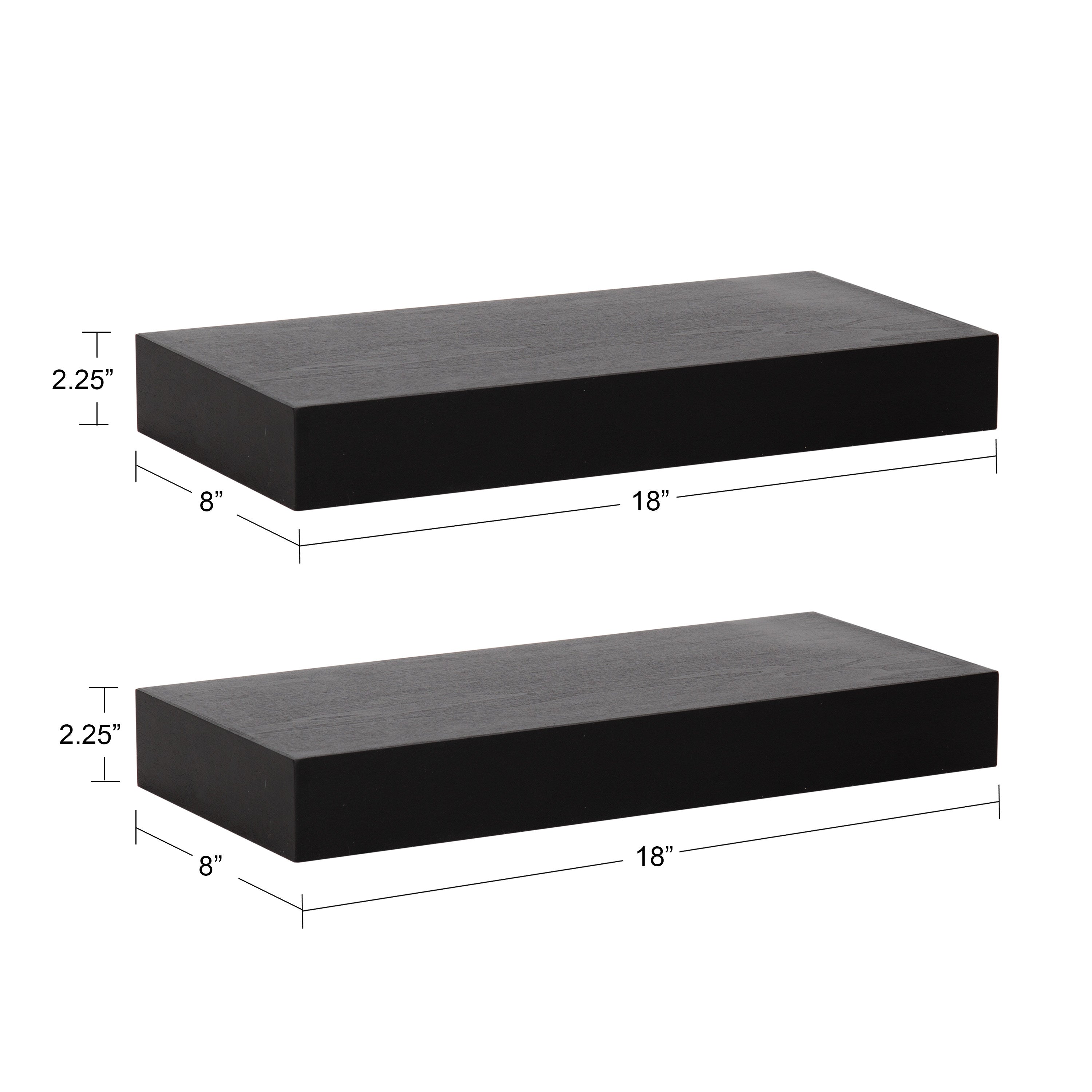 Floating Shelf 2 Piece 18 Inch Black 2
