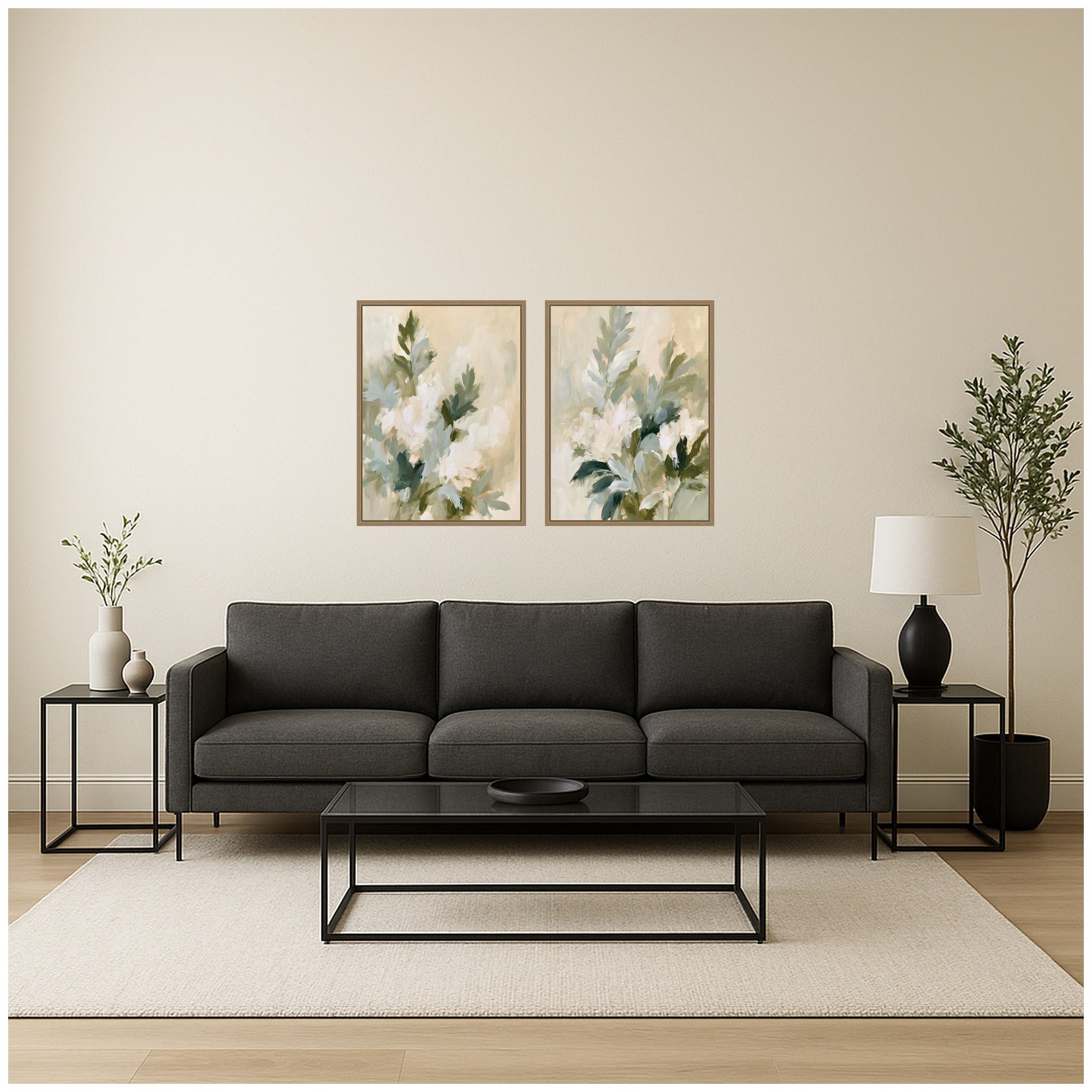 Framed Canvas Sylvie Dark Gold 2 Piece Set 18x24 5