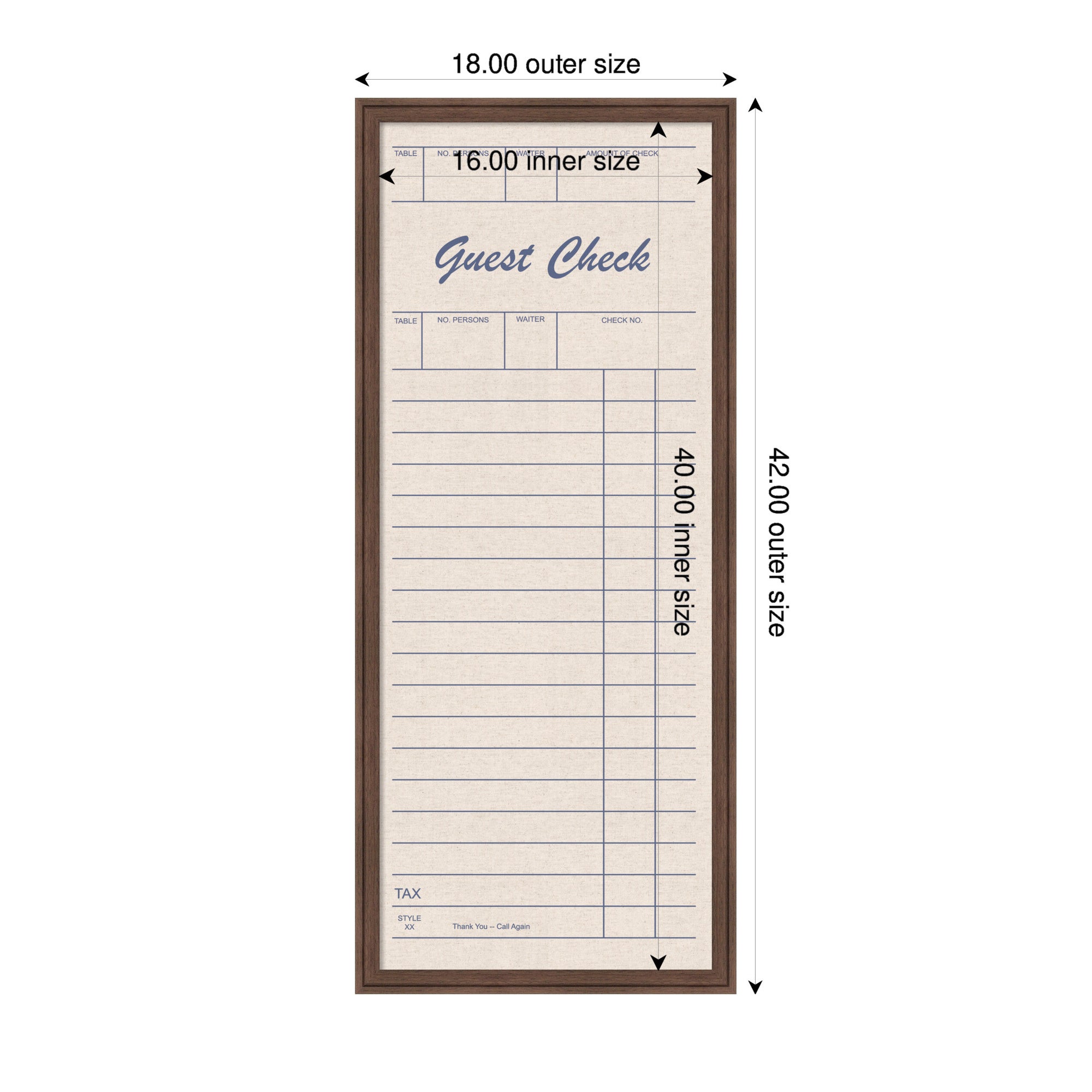 Framed Fabric Pinboard Linen Guest Check Wall Organization