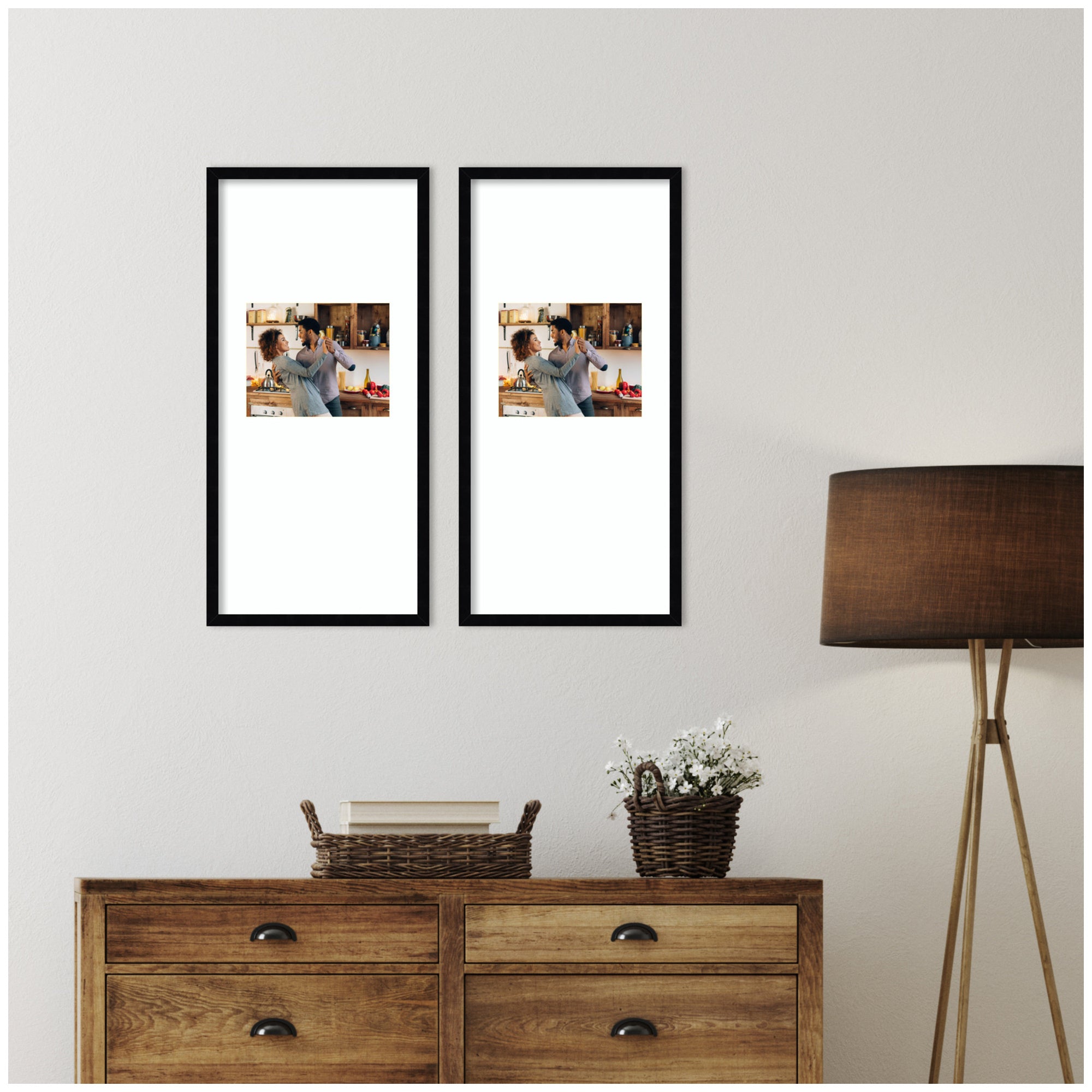 Wall Frame Belmont Black 14x30 matted to 8x10 6