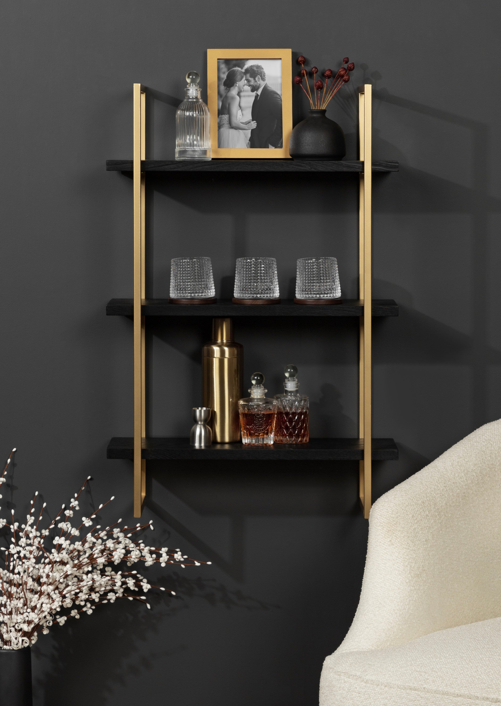 Accent Shelf 20x30 Black Gold 8