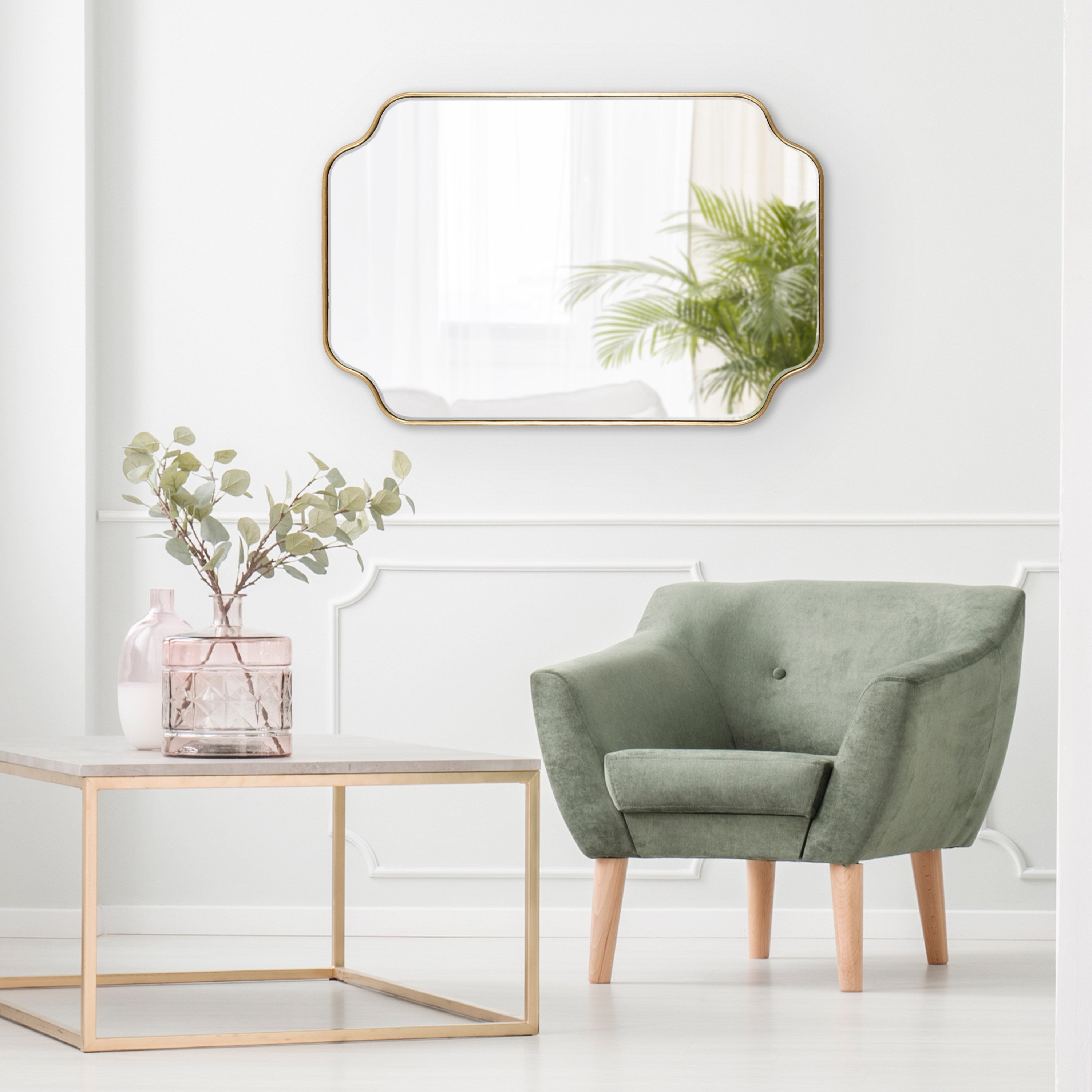 Scallop Mirror 24x36 Gold 7