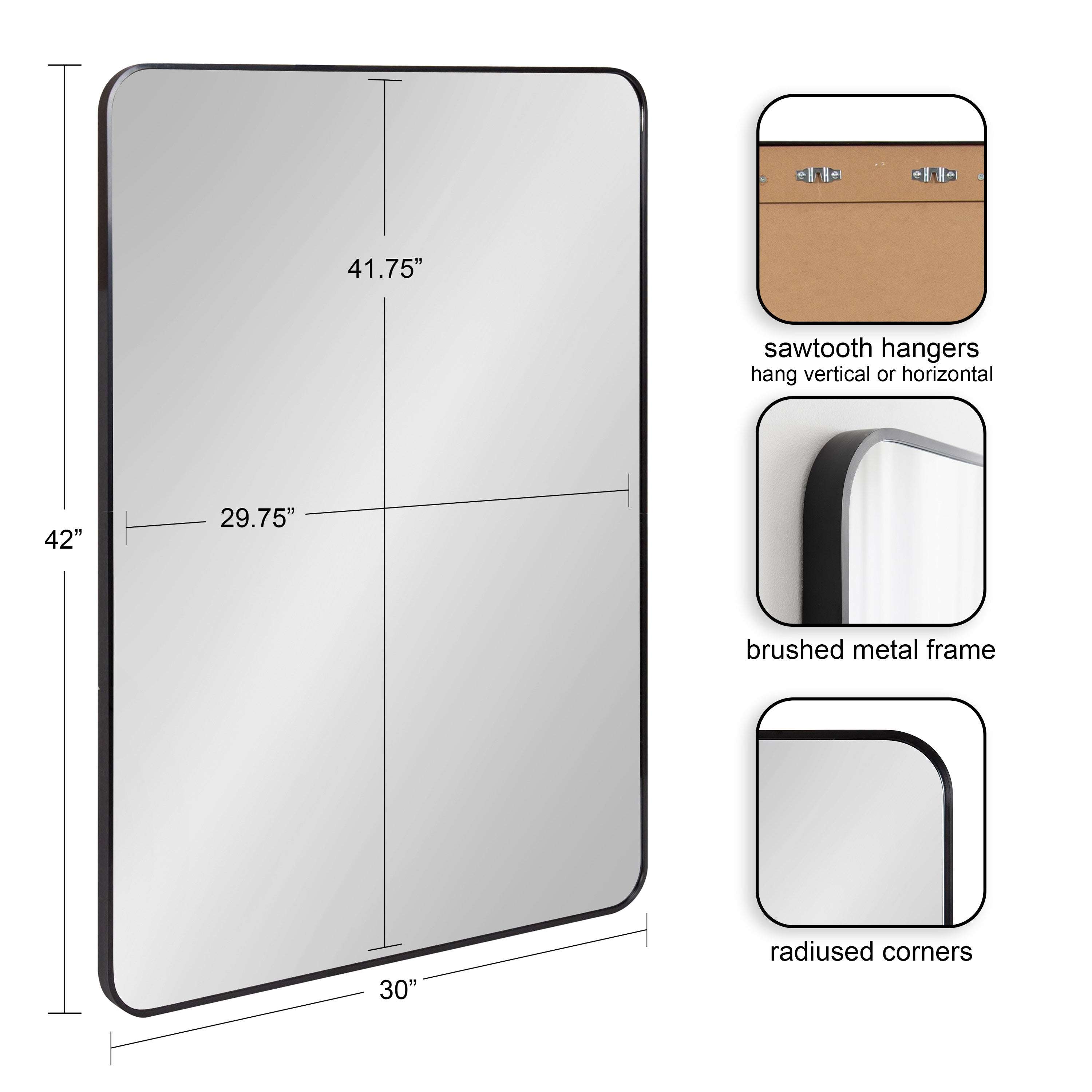 Rectangle Mirror Black 30x42 5