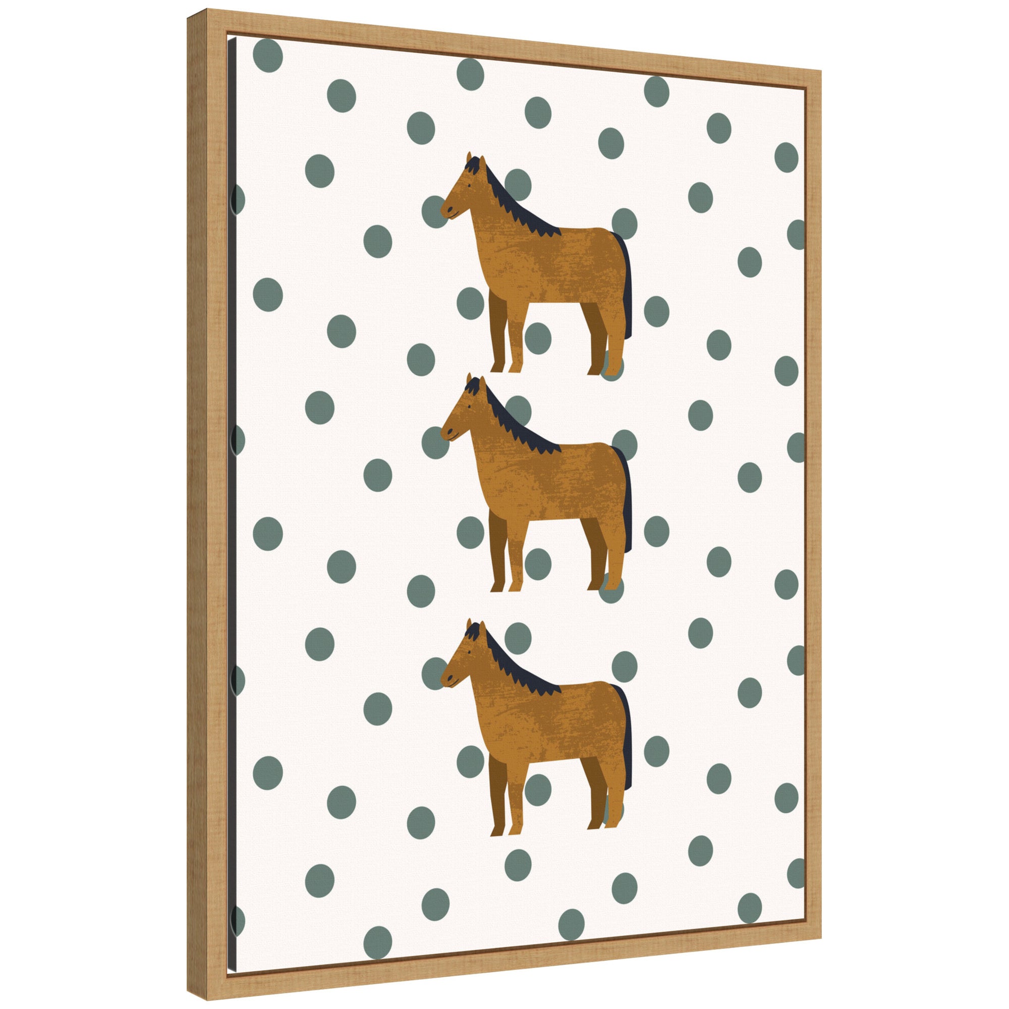 Horses with Dot Background by Laura Moss Framed Canvas Wall Art Print