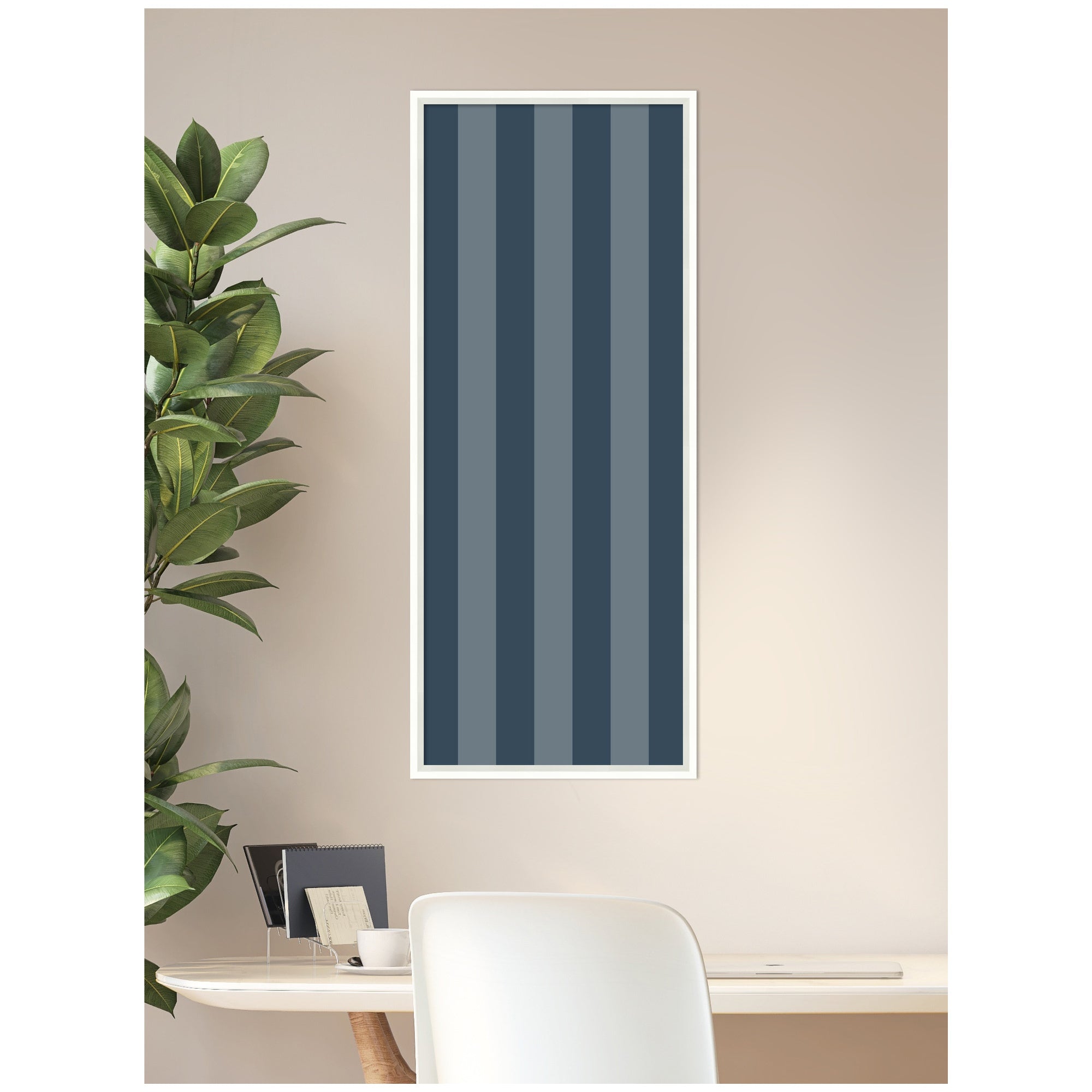 Framed Fabric Pinboard Wide Stripes Blue Wall Organization