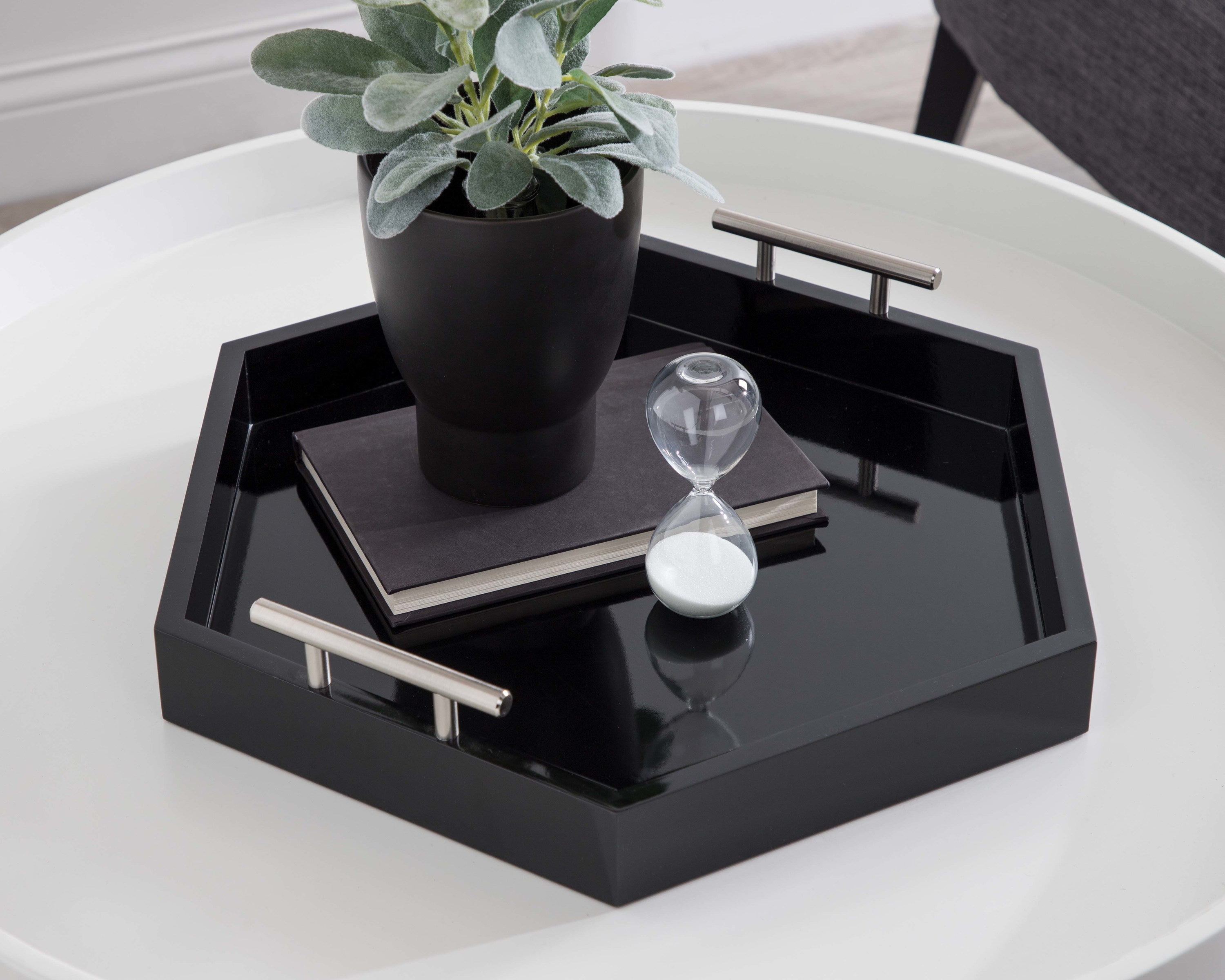 Single Tray Black Silver 18x18 6