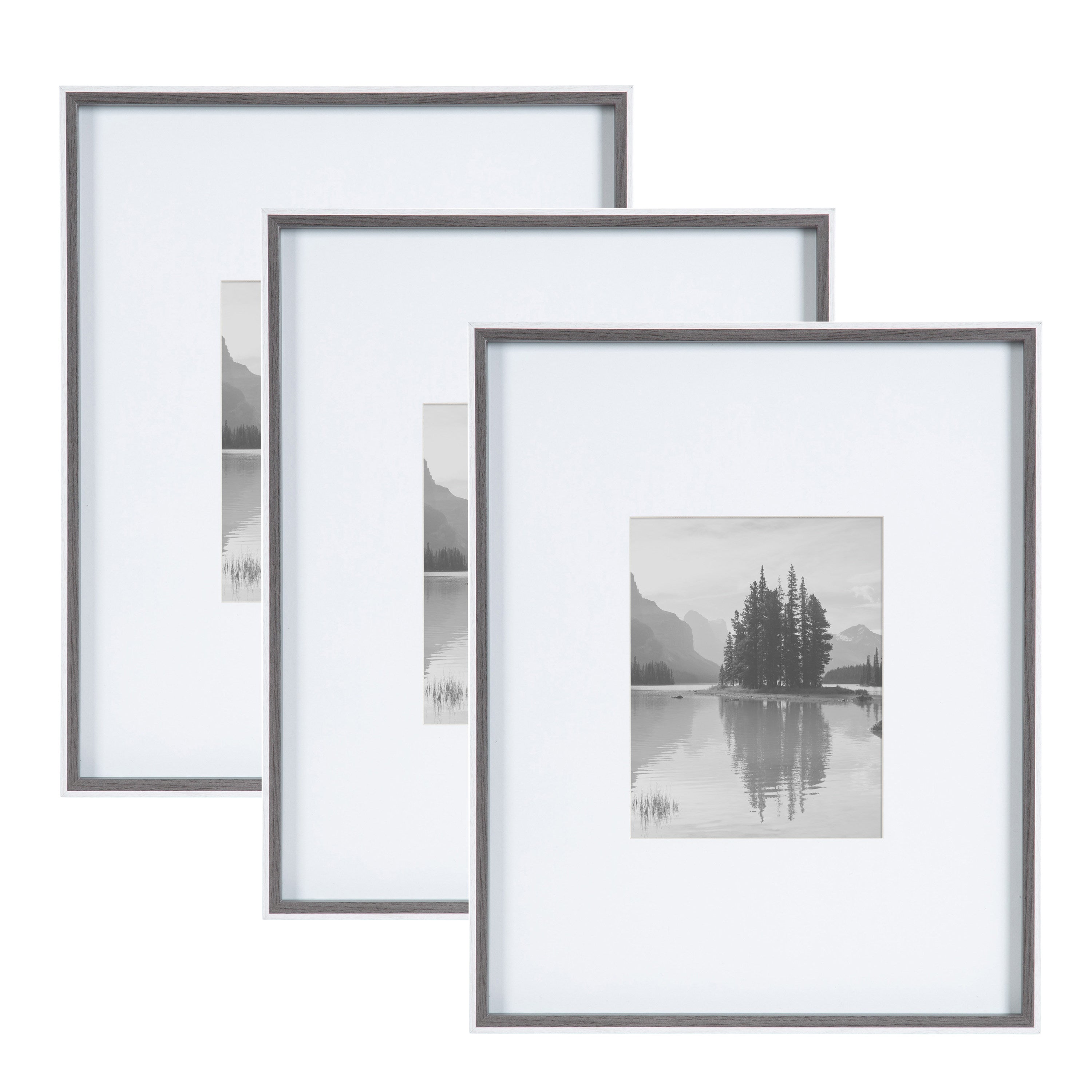 Wall Frame 16x20 matted to 8x10 Gray White 1