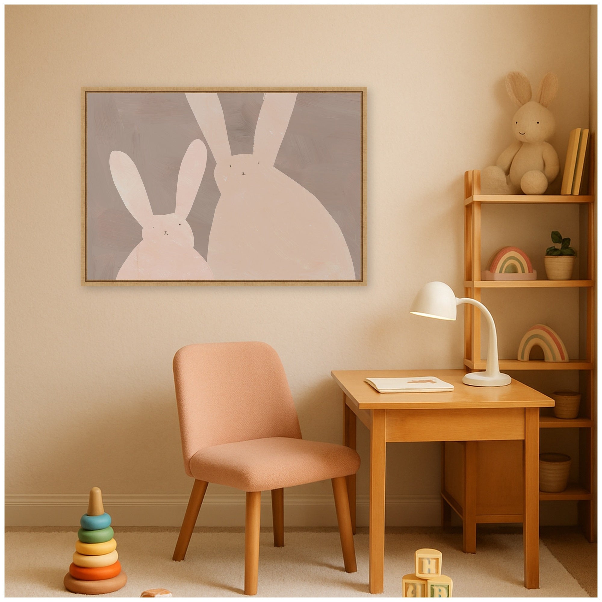 Bunny Mama and Baby II by Alicia Abla Framed Canvas Wall Art Print