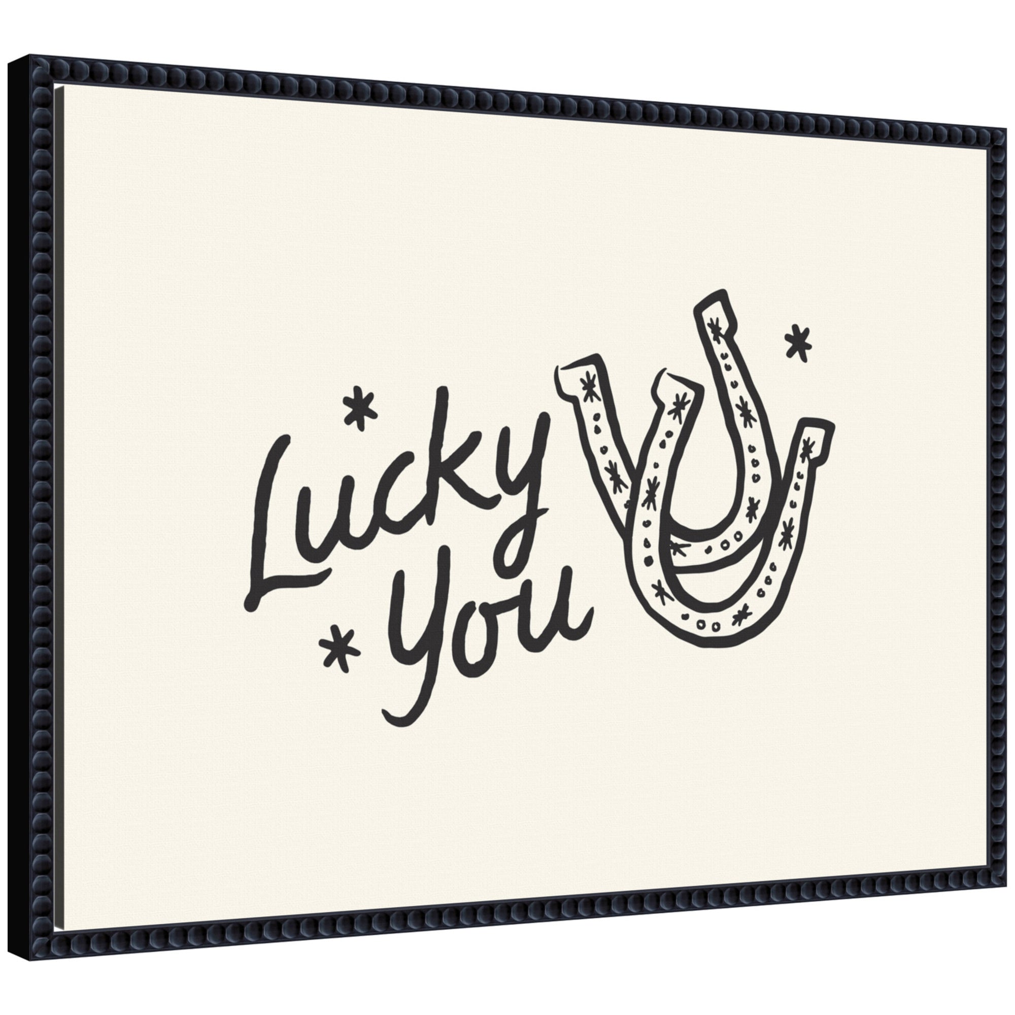 Lucky You Horseshoe Hand Drawn by Lucky Guava Framed Canvas Wall Art Print