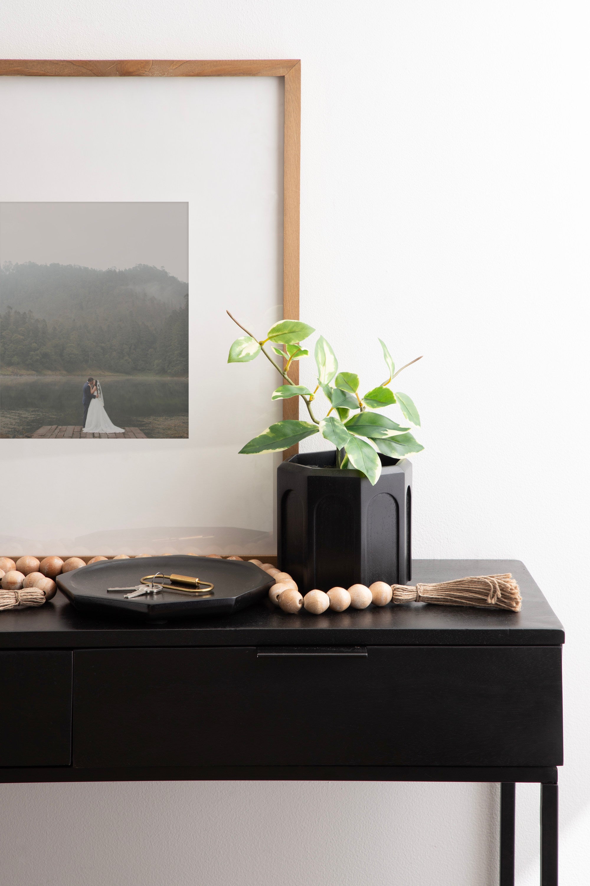 Decorative Accessory Set Black Natural Beige 3 Piece 8