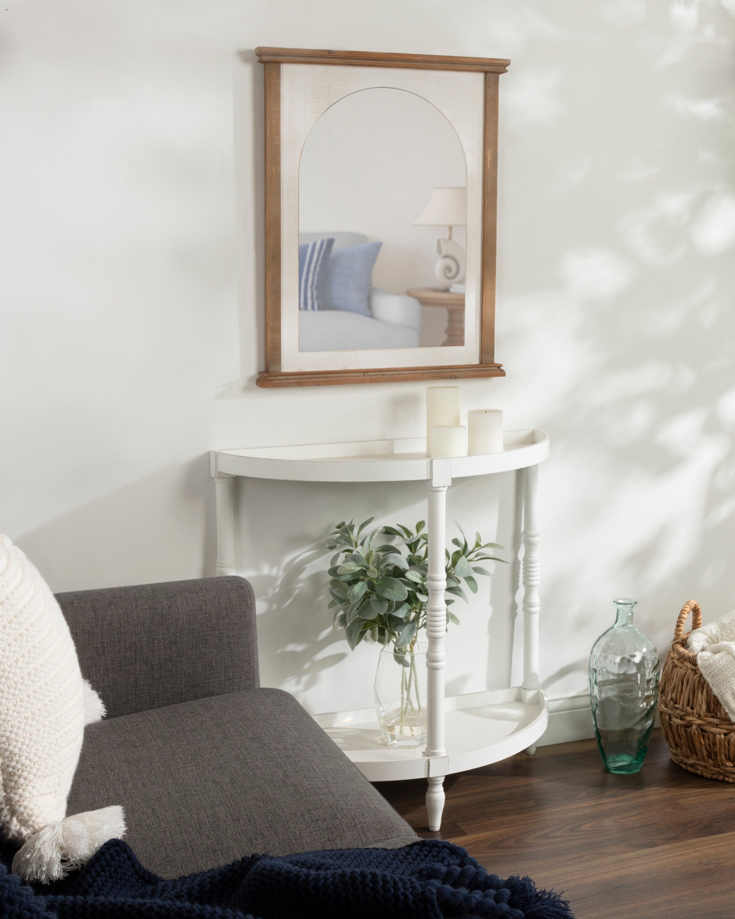 Arch Mirror Rustic Brown White 22x28 6